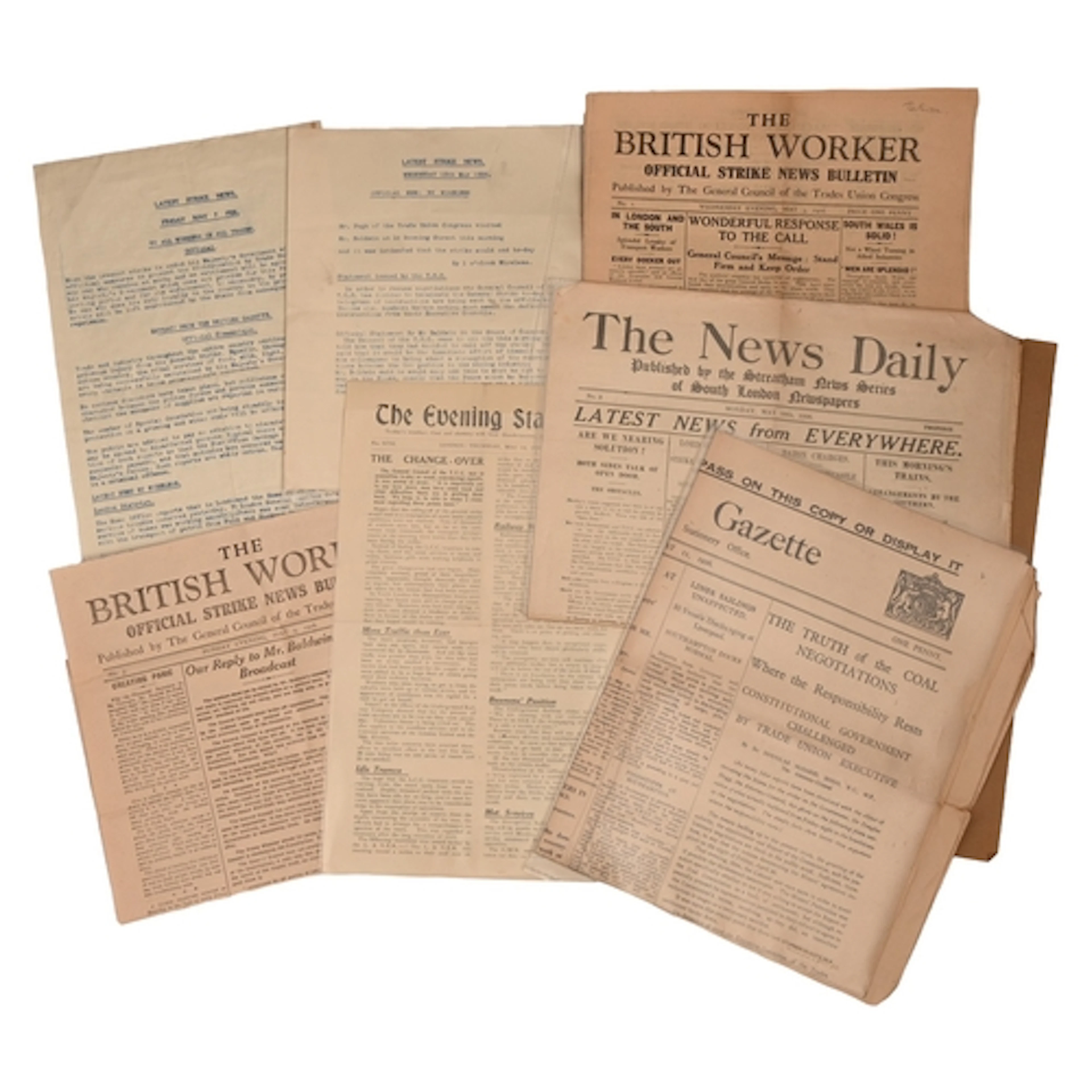 The General Strike, 1926. A collection of seven newspapers/ ...