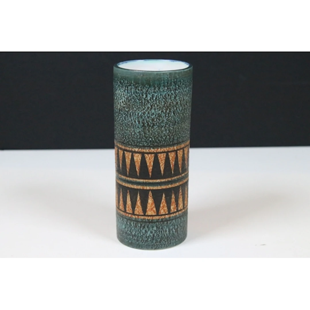Troika pottery cylindrical vase, by Honor Curtis, decorated ...