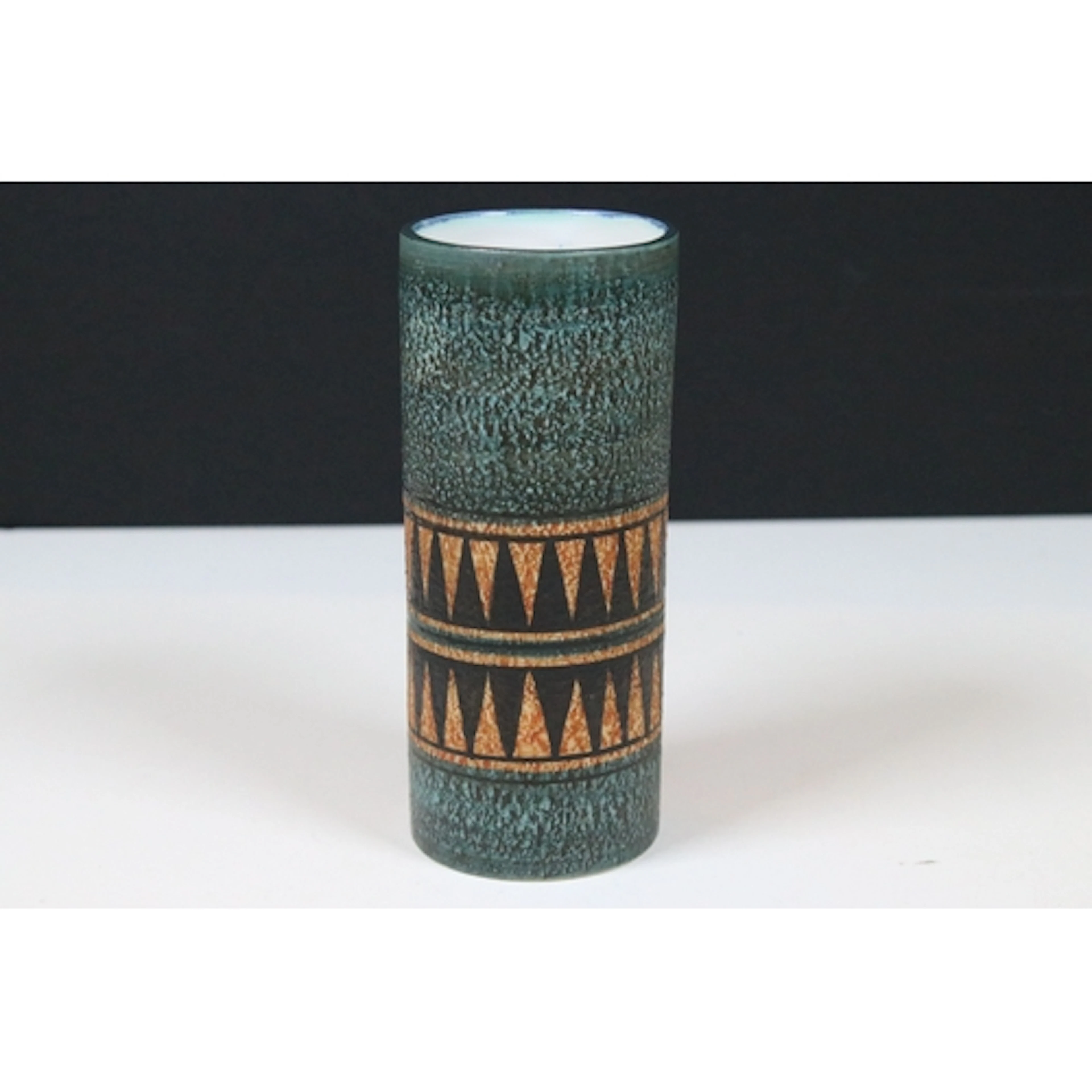 Troika pottery cylindrical vase, by Honor Curtis, decorated ...