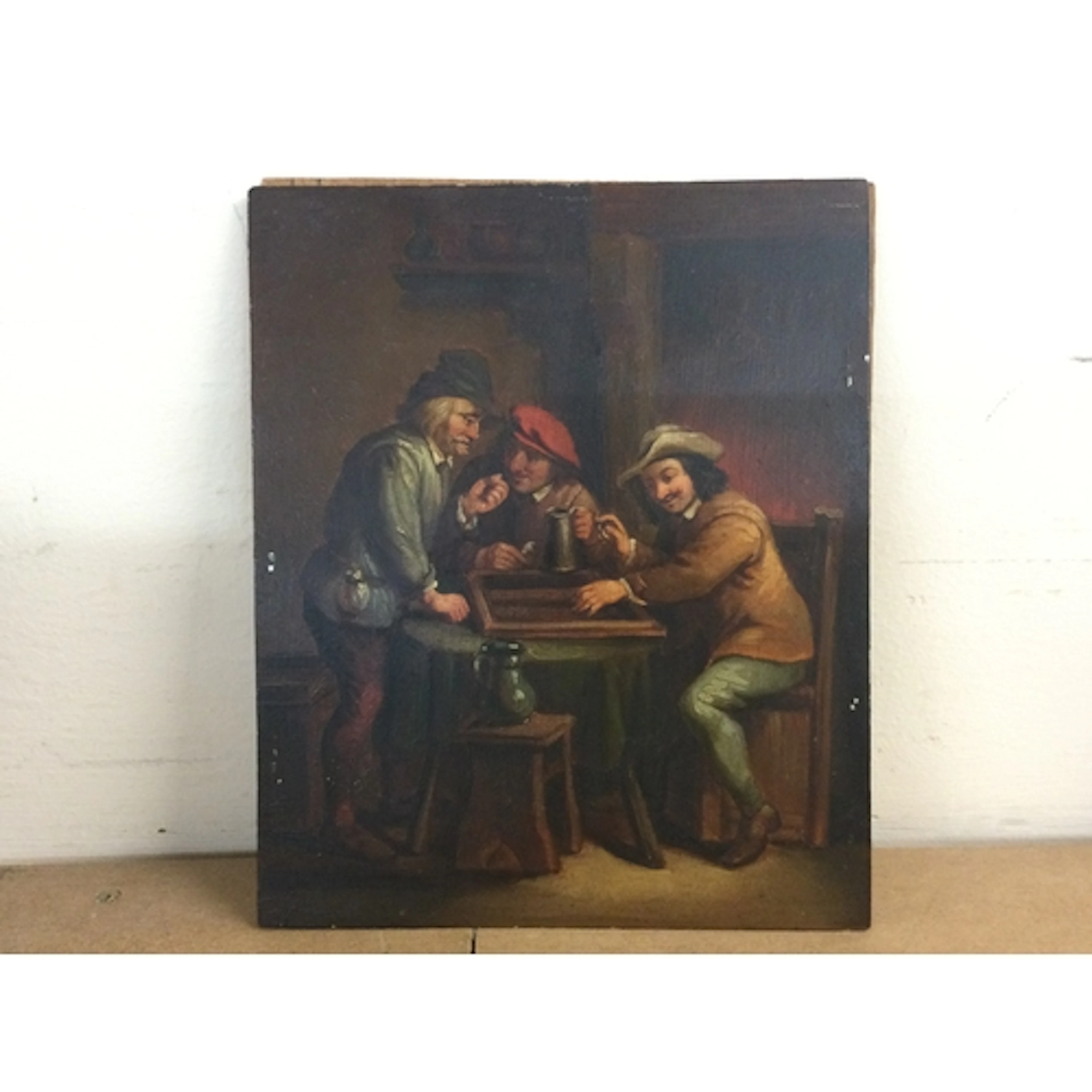 A painting on copper, Backgammon players. 17x21cm NO RESERVE