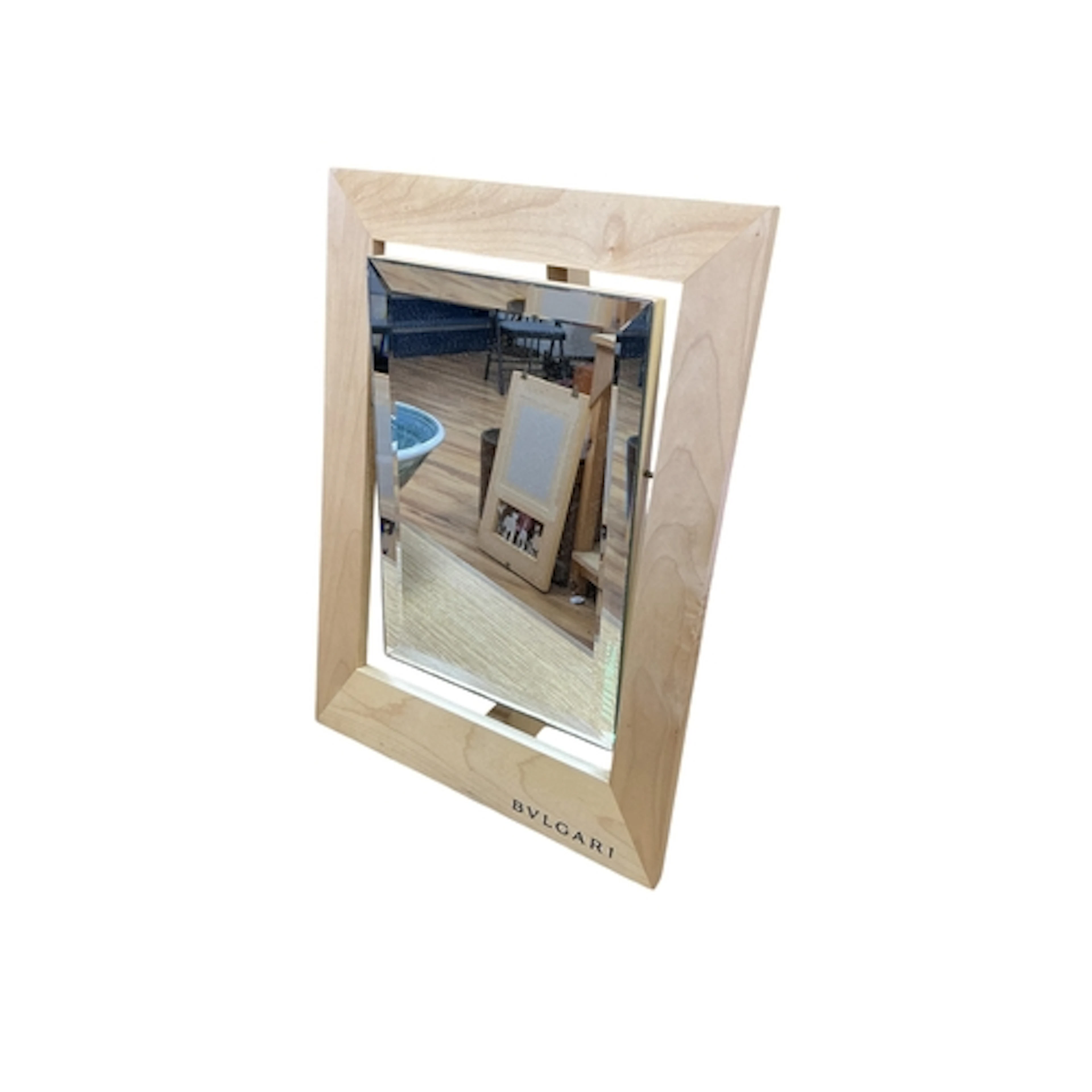 A contemporary birch Bulgari mirror for jeweller / showroom ...