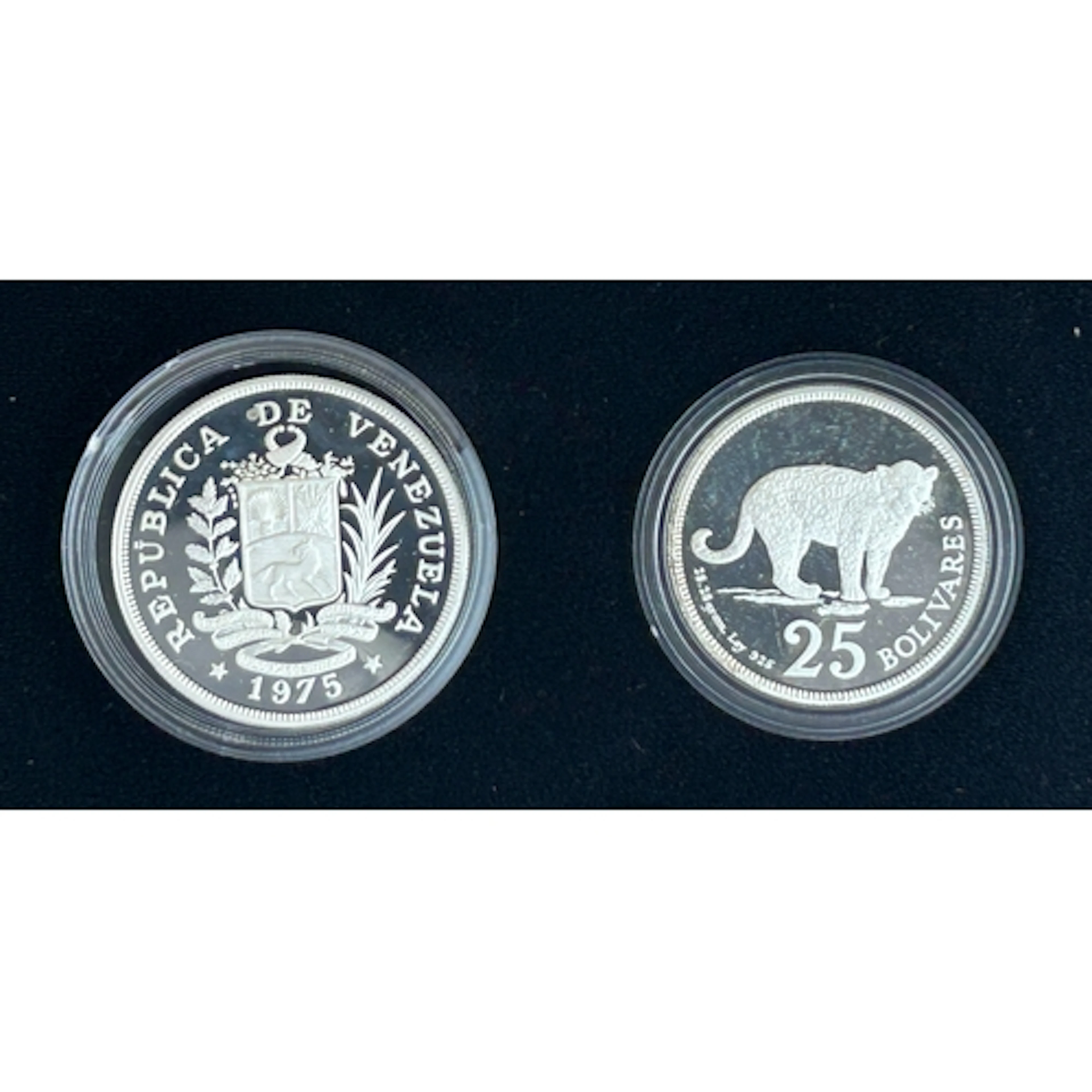 Venezuela 1975 Endangered Wildlife two-coin silver proof set...