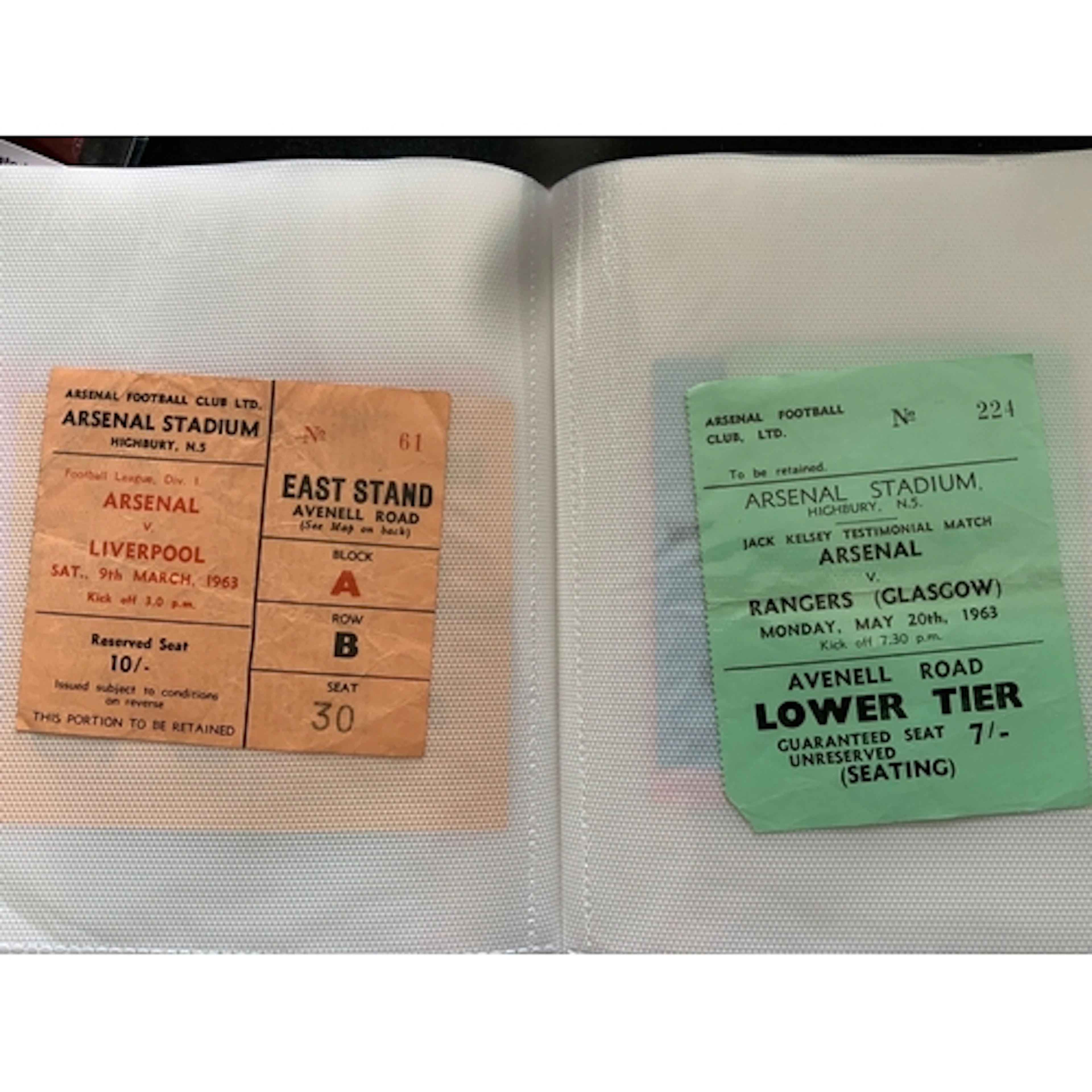 Arsenal Home Football Ticket Folder: From 1954 to 1972 to in...