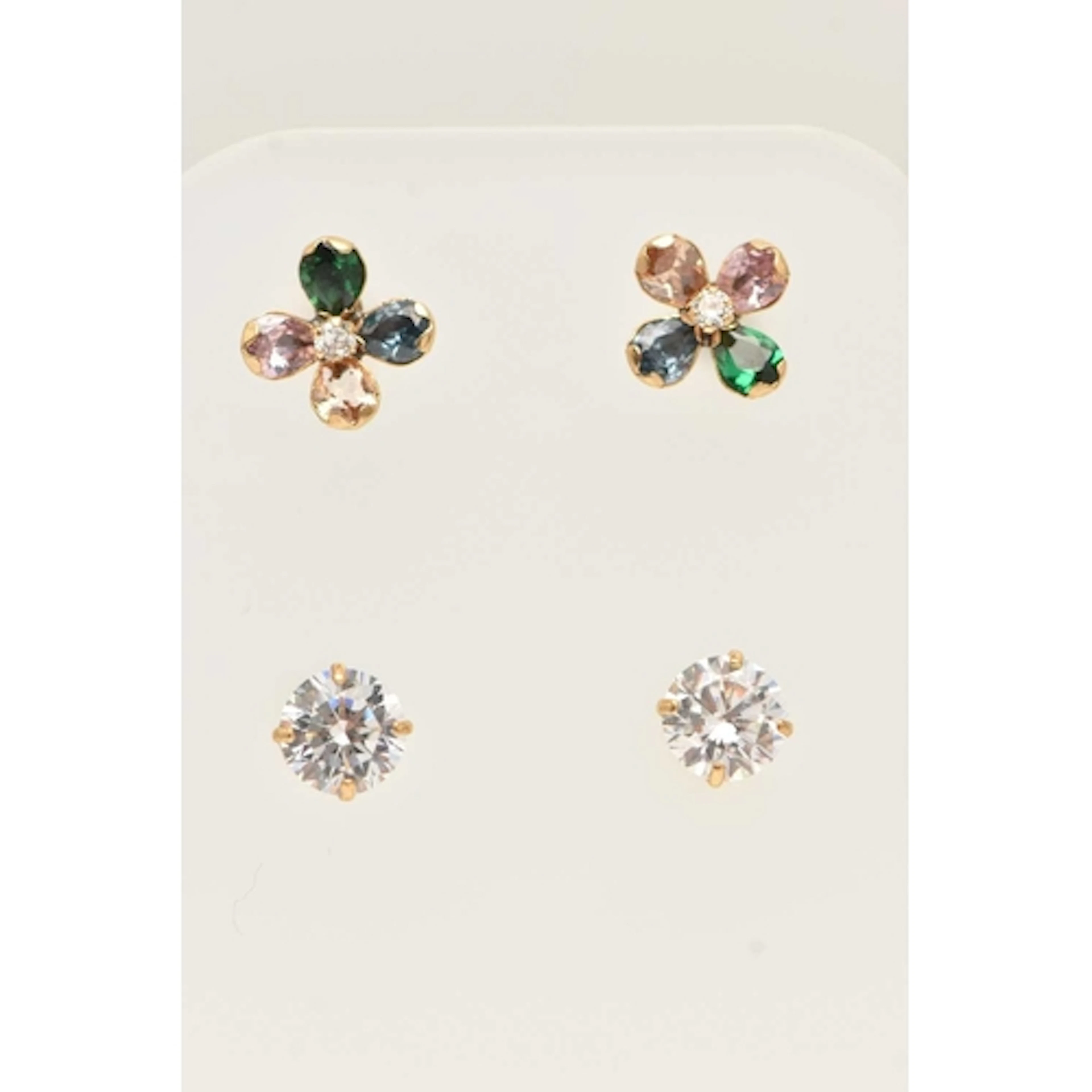 TWO PAIRS OF EARRINGS, a pair of quatrefoil coloured cubic z...