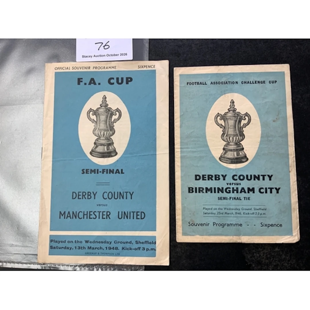 1946 + 1948 FA Cup Semi Final Football Programmes: Derby Cou...