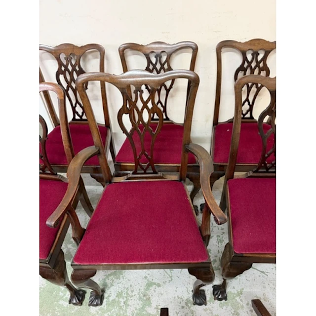 A set of six mahogany Chippendale style dining chairs, pierc...