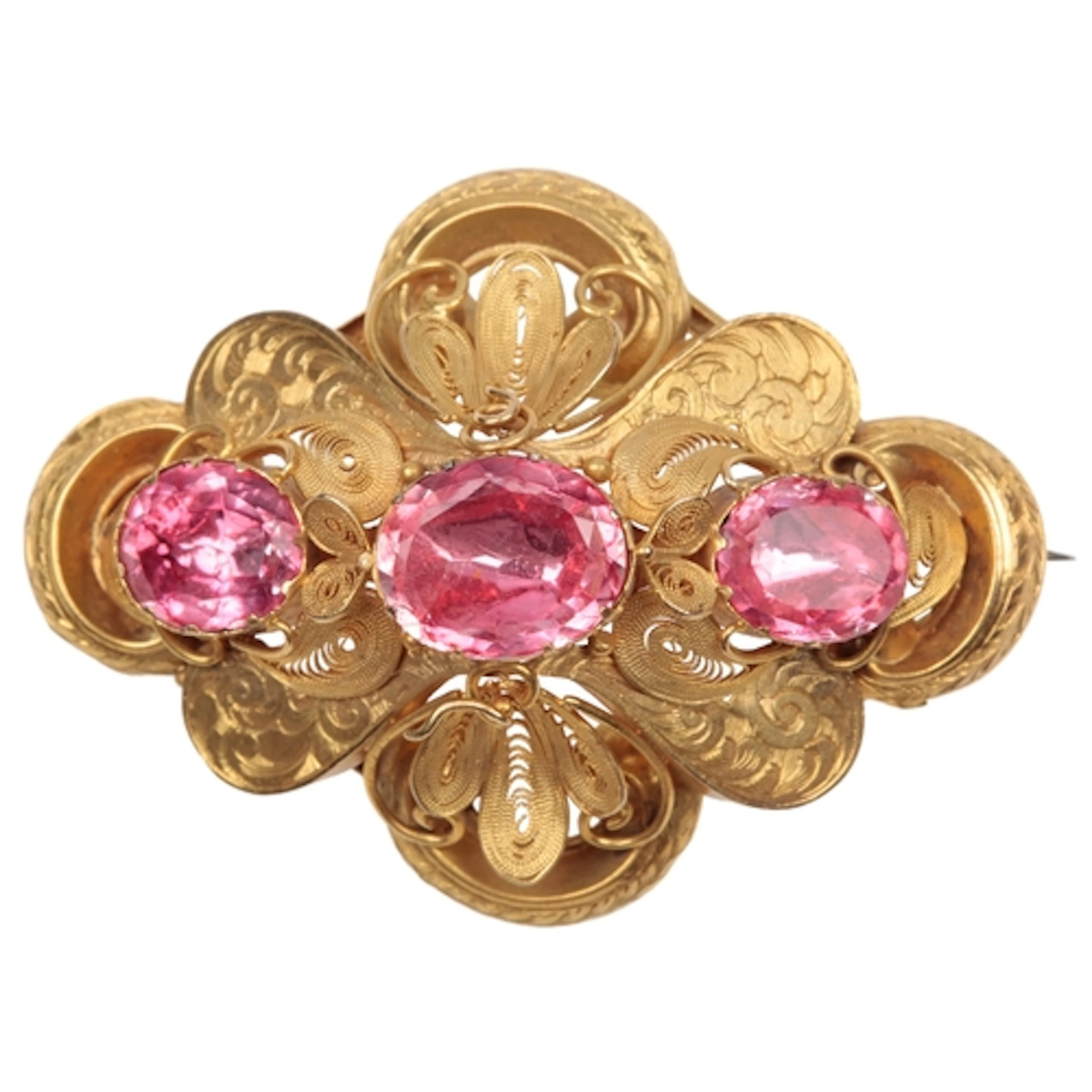 A Victorian foiled rock crystal brooch, mid 19th century, se...