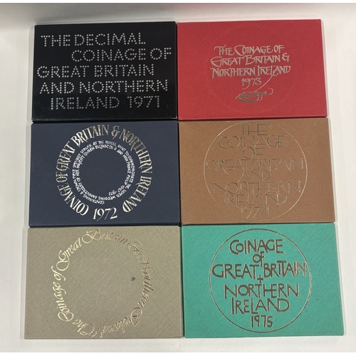 A group of six decimal coin sets. Est. £20 - £30.