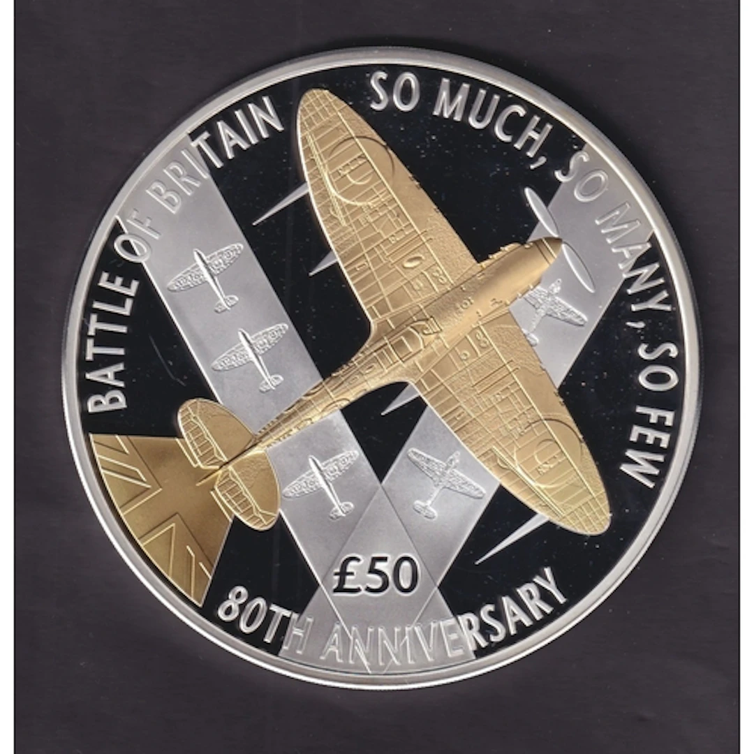 Guernsey 2020 Battle of Britain £50 ten-ounce fine silver pr...