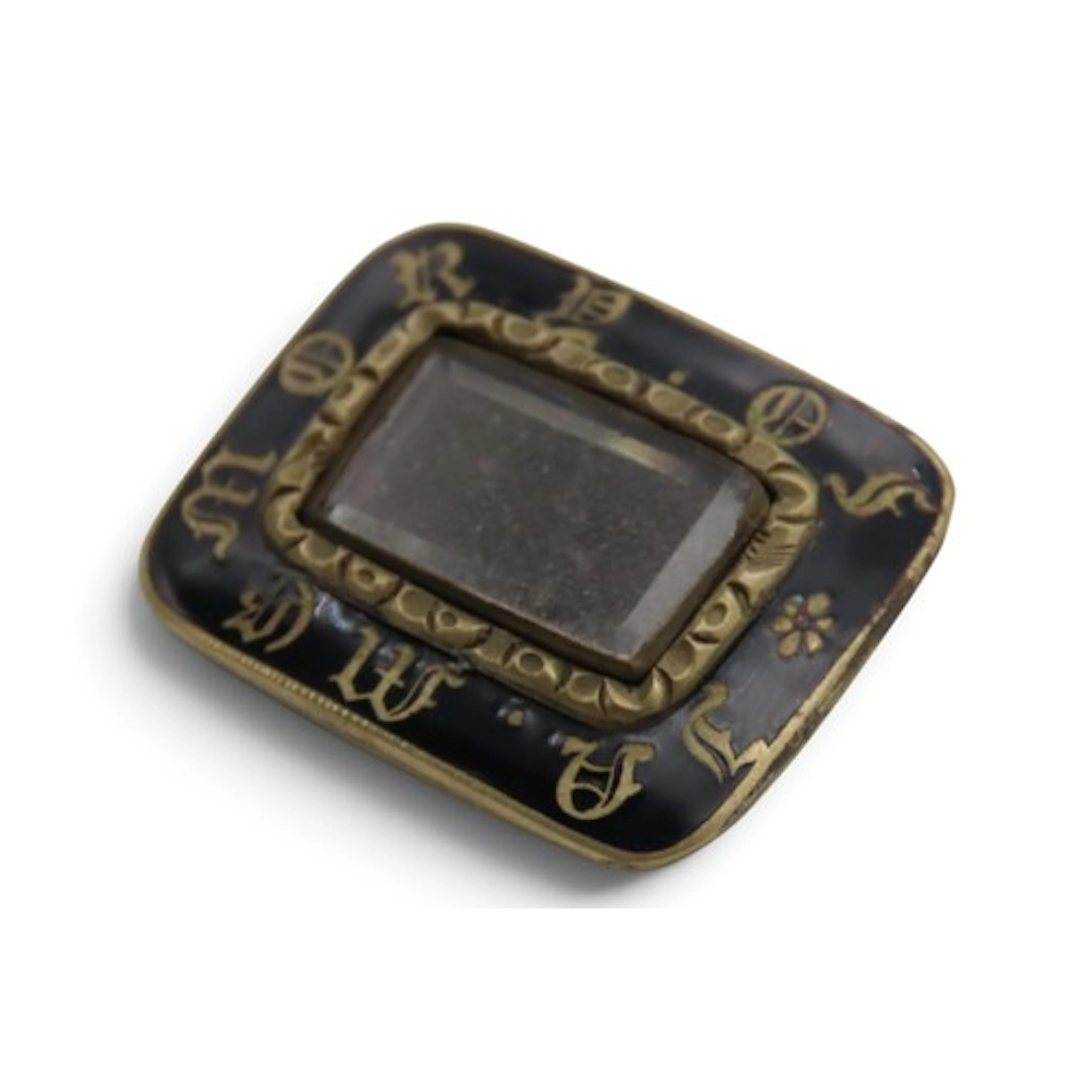 A 19th century mourning brooch, with central glazed woven ha...