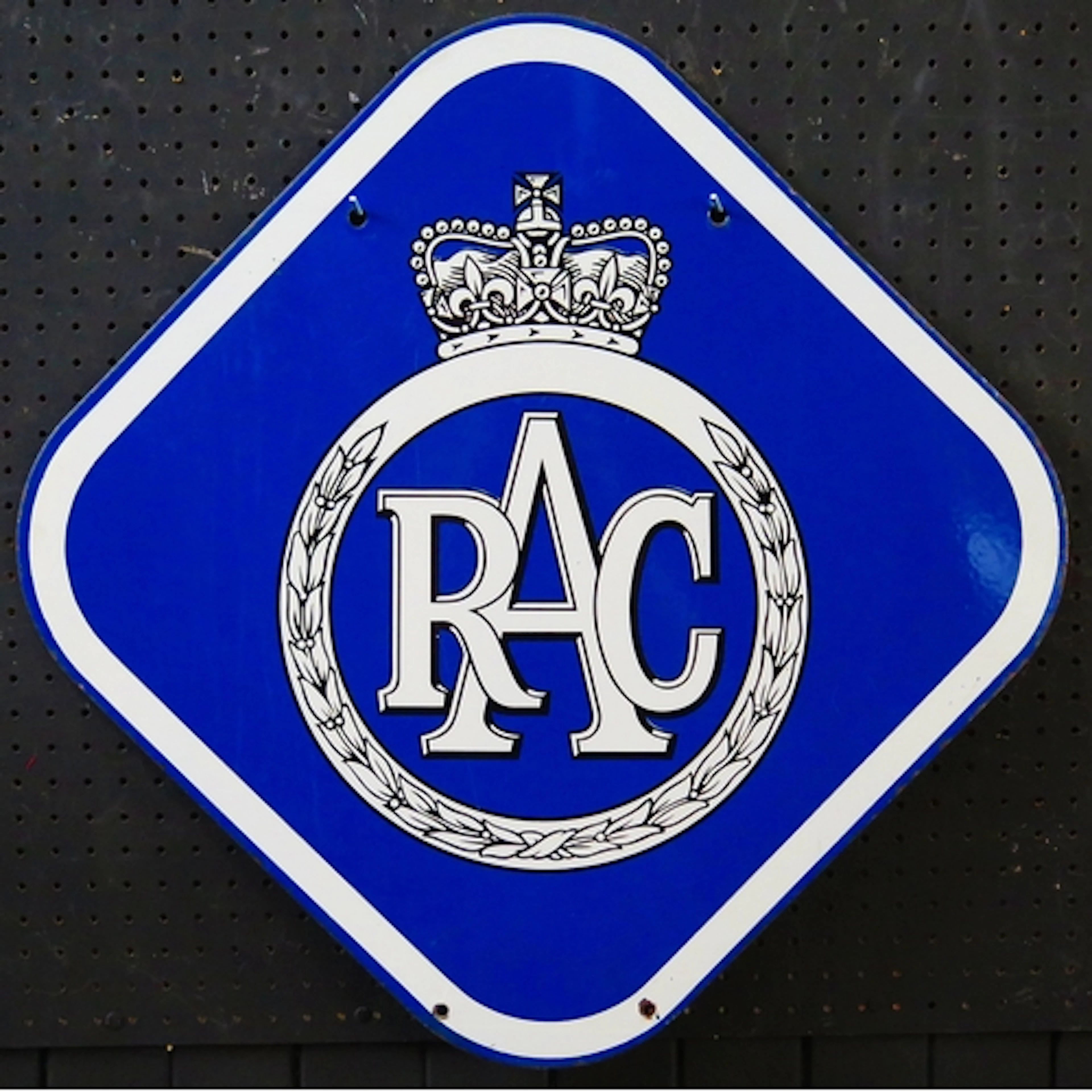 "RAC" - an enamel double sided advertising sign, 56cm x 56cm