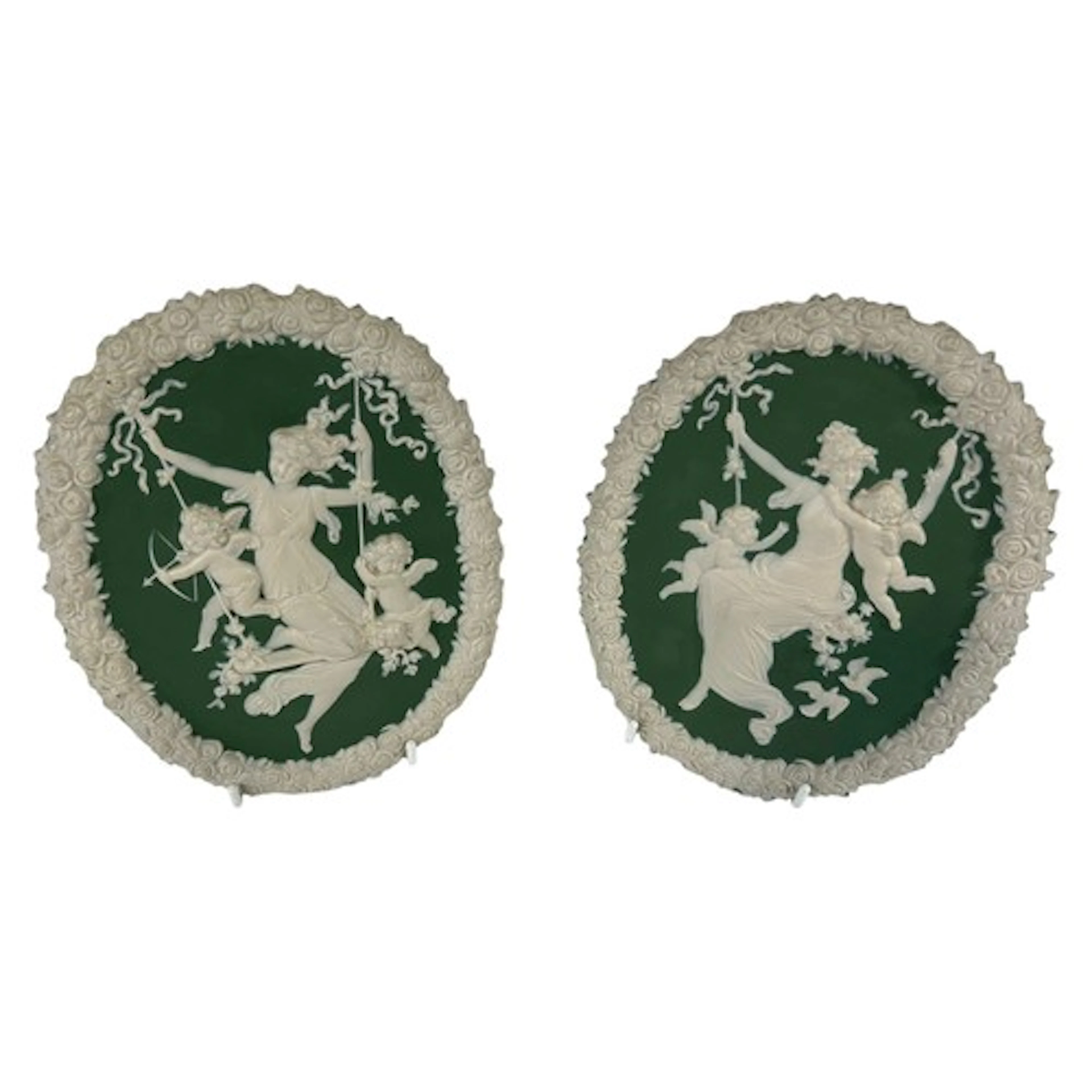 A pair of 19th century German bisque porcelain wall plaques ...