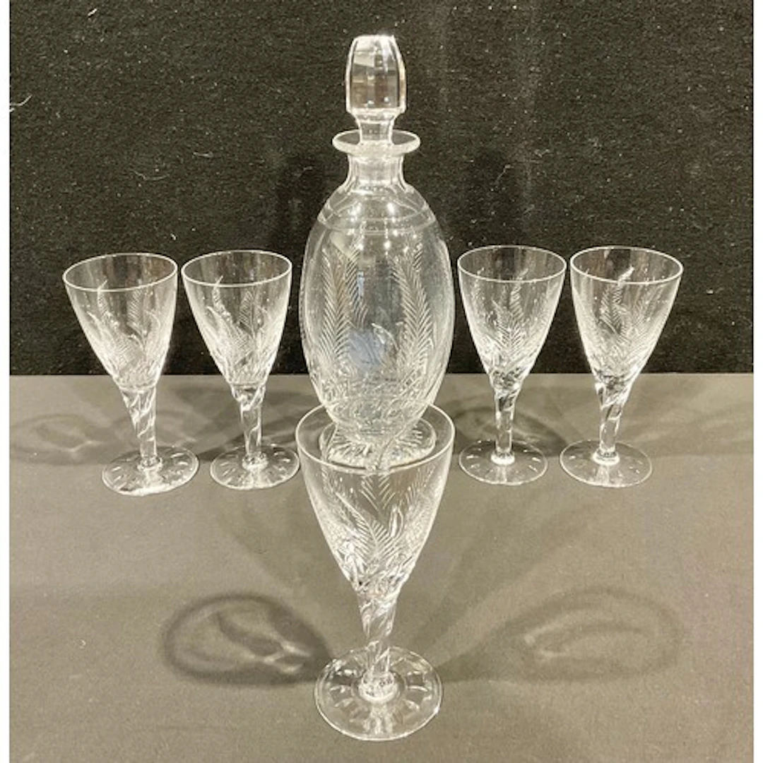 A Ludwig Kny for Stuart crystal Ellesmere pattern Art Deco g...