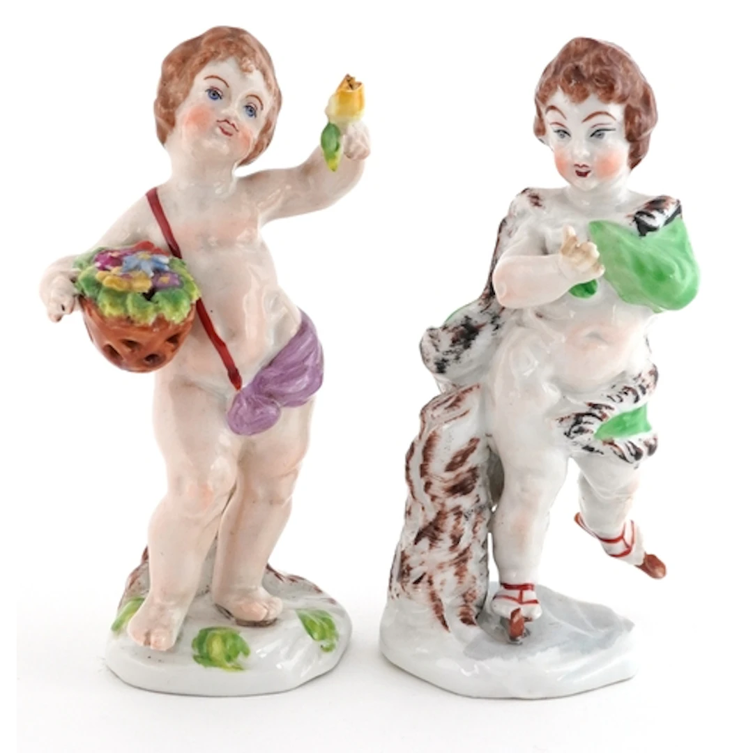 Two Naples Capodimonte porcelain figures of young children, ...