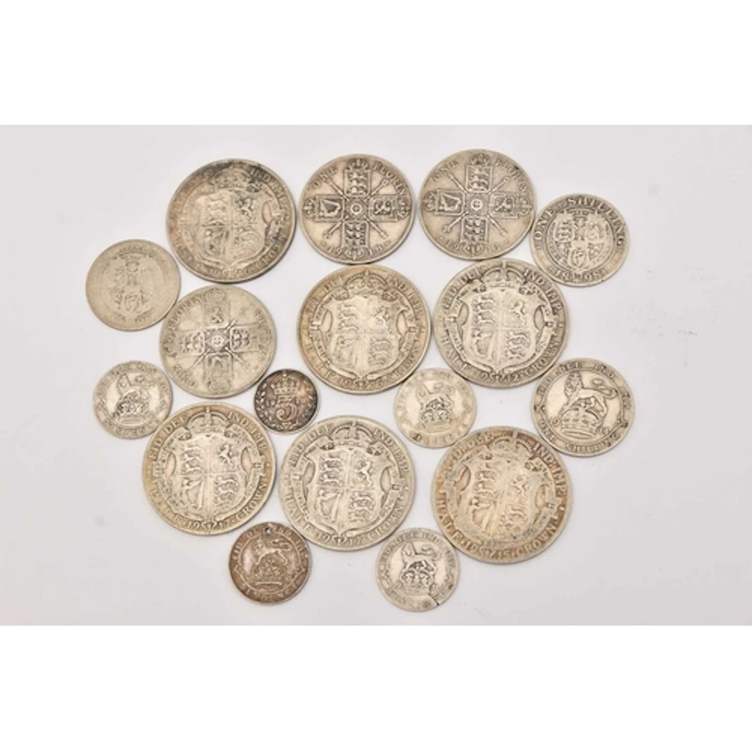 Silver. Silver coins pre-1920 KGV and Queen Victoria all cir...
