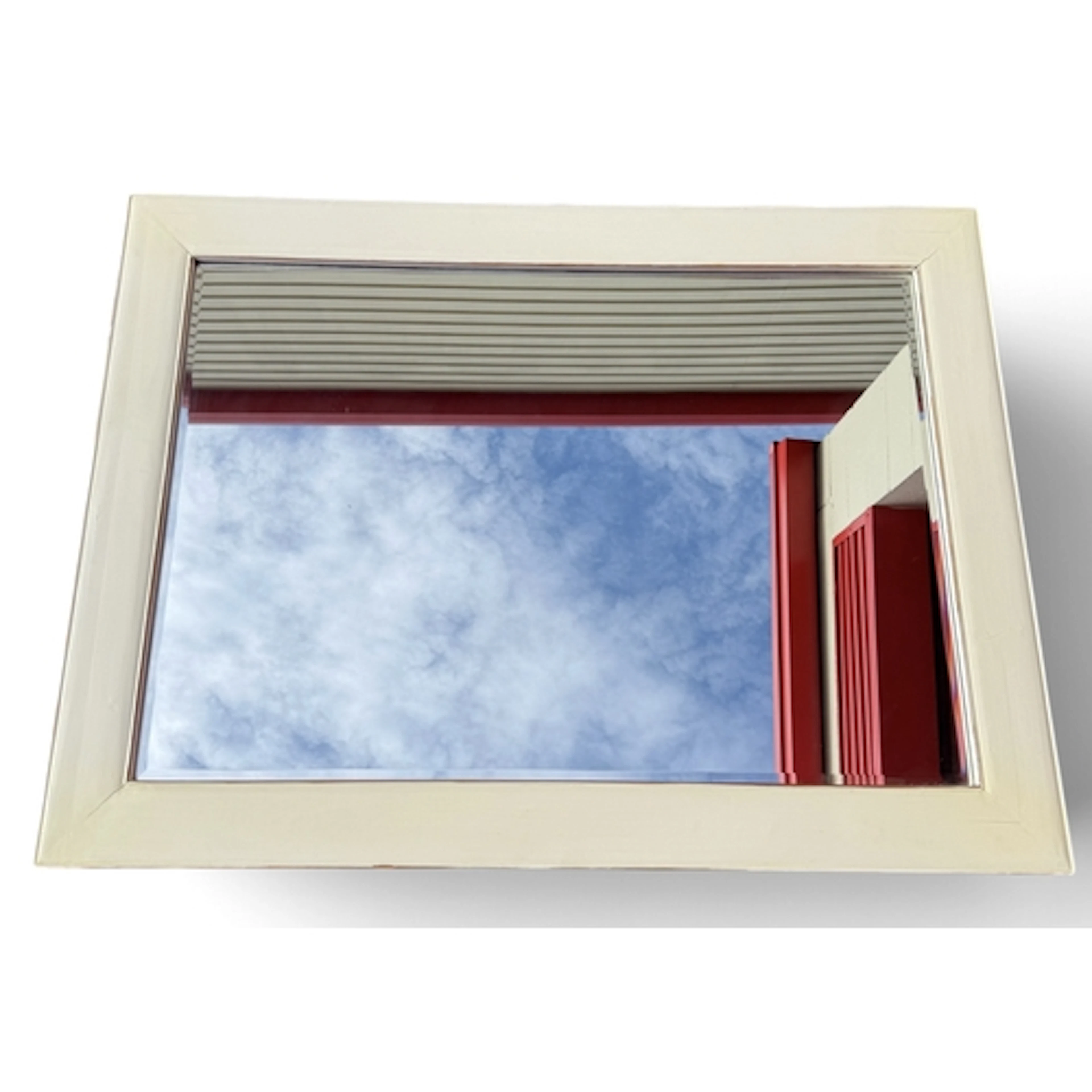A MODERN WHITE PAINTED RECRTANGULAR WALL MIRROR 120cm x 90cm...