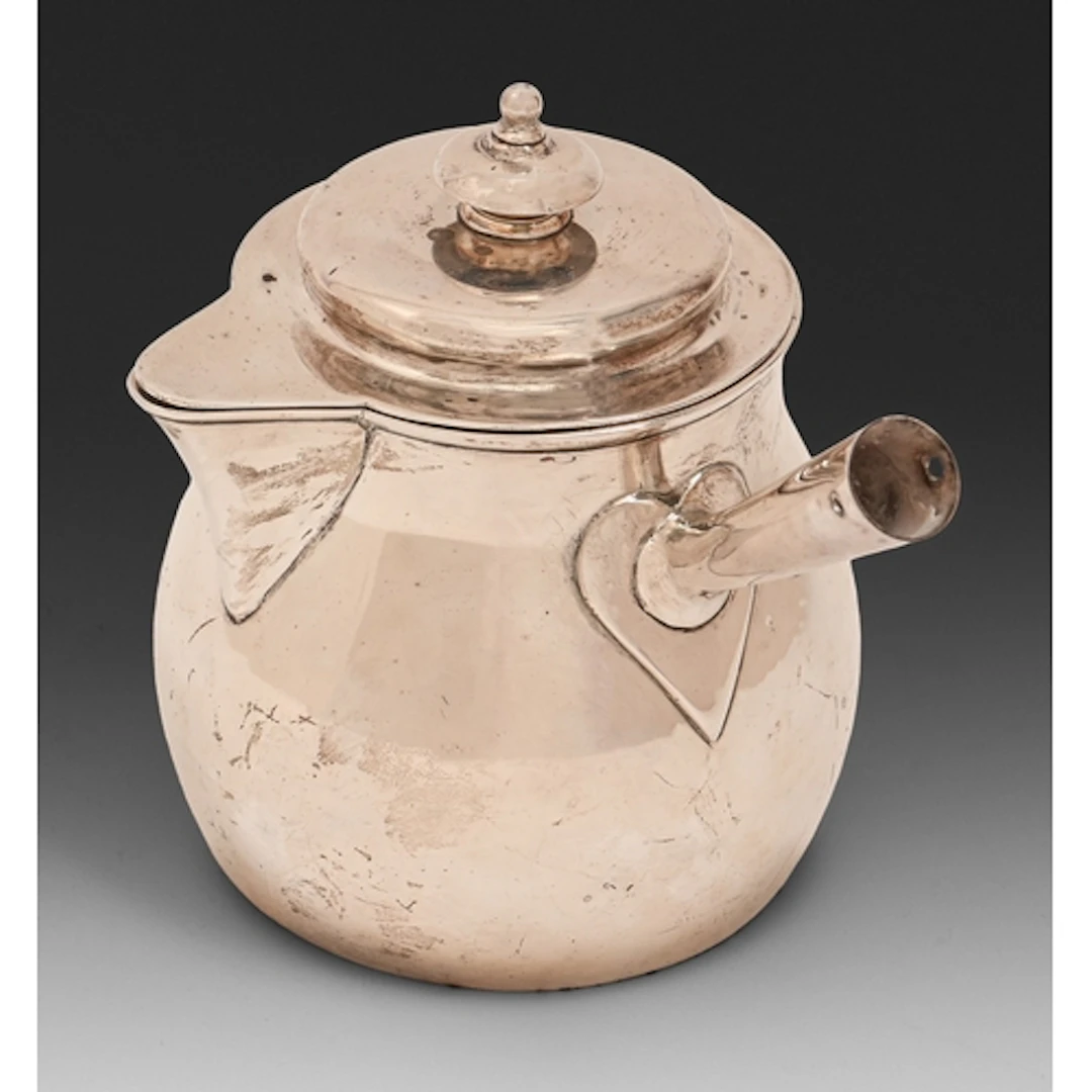 York silver. A George III brandy pan and cover, the bun cove...