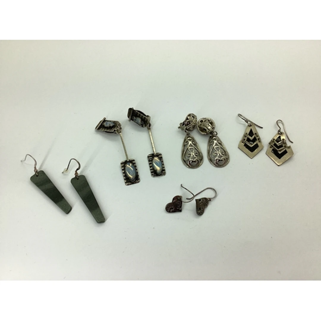 Modernist Style Clip On Drop Earrings, cabochon marquise cla...