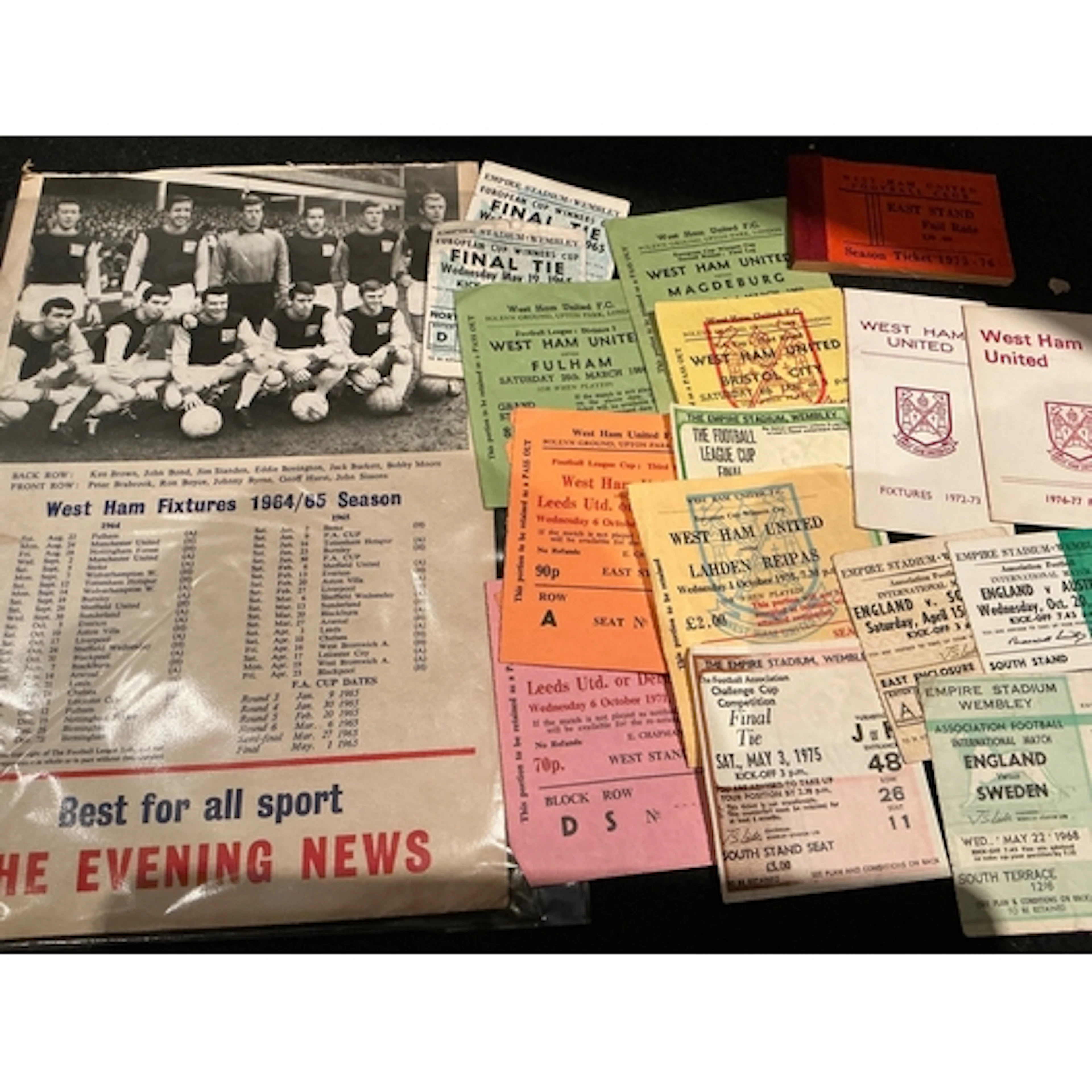 West Ham Football Memorabilia Box: Must view with tickets, r...