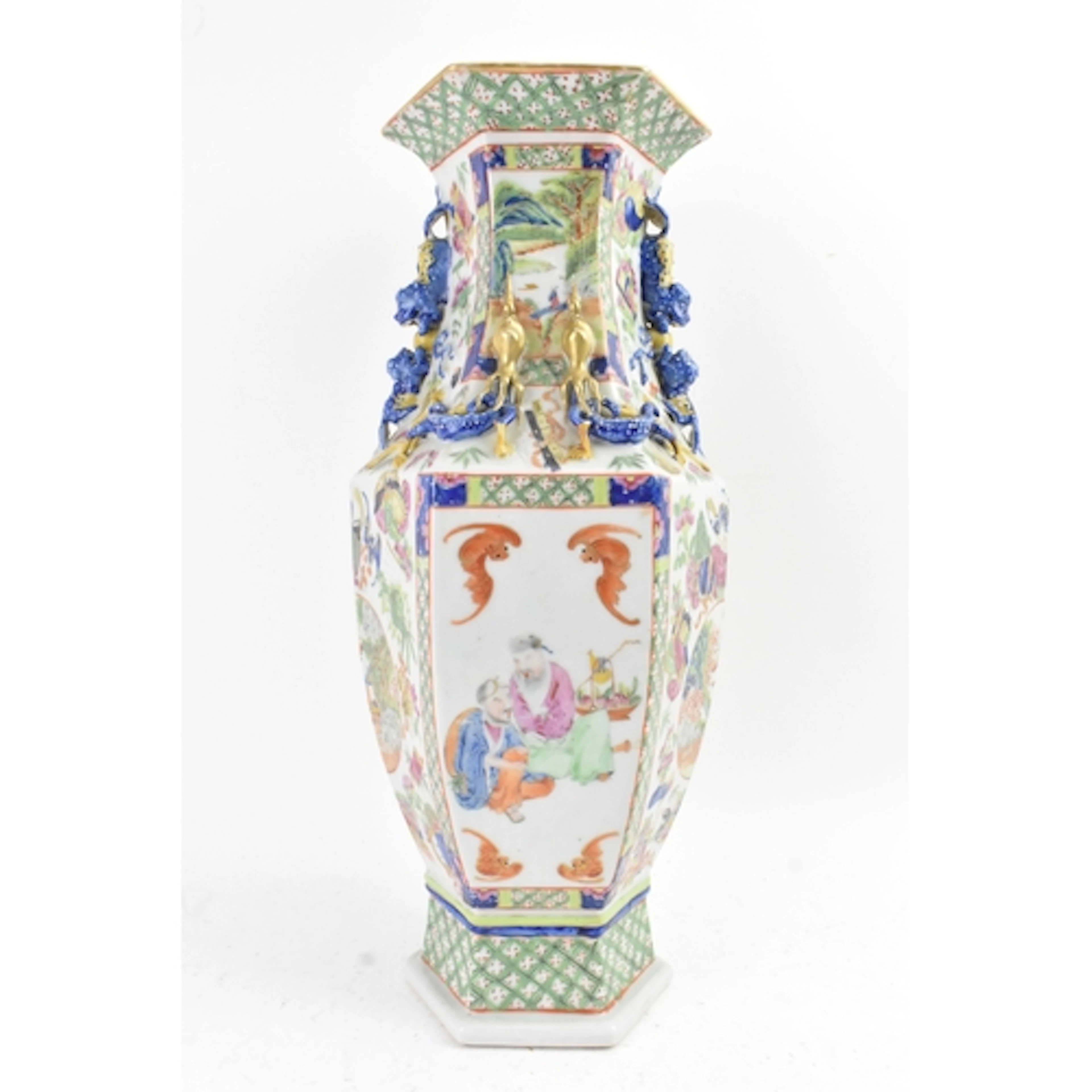 A large Chinese famille rose porcelain vase, late Qing dynas...