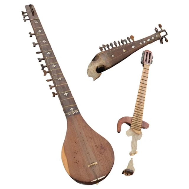 3 Afghan Tribal instruments, with bone inlay, longest 109cm,...