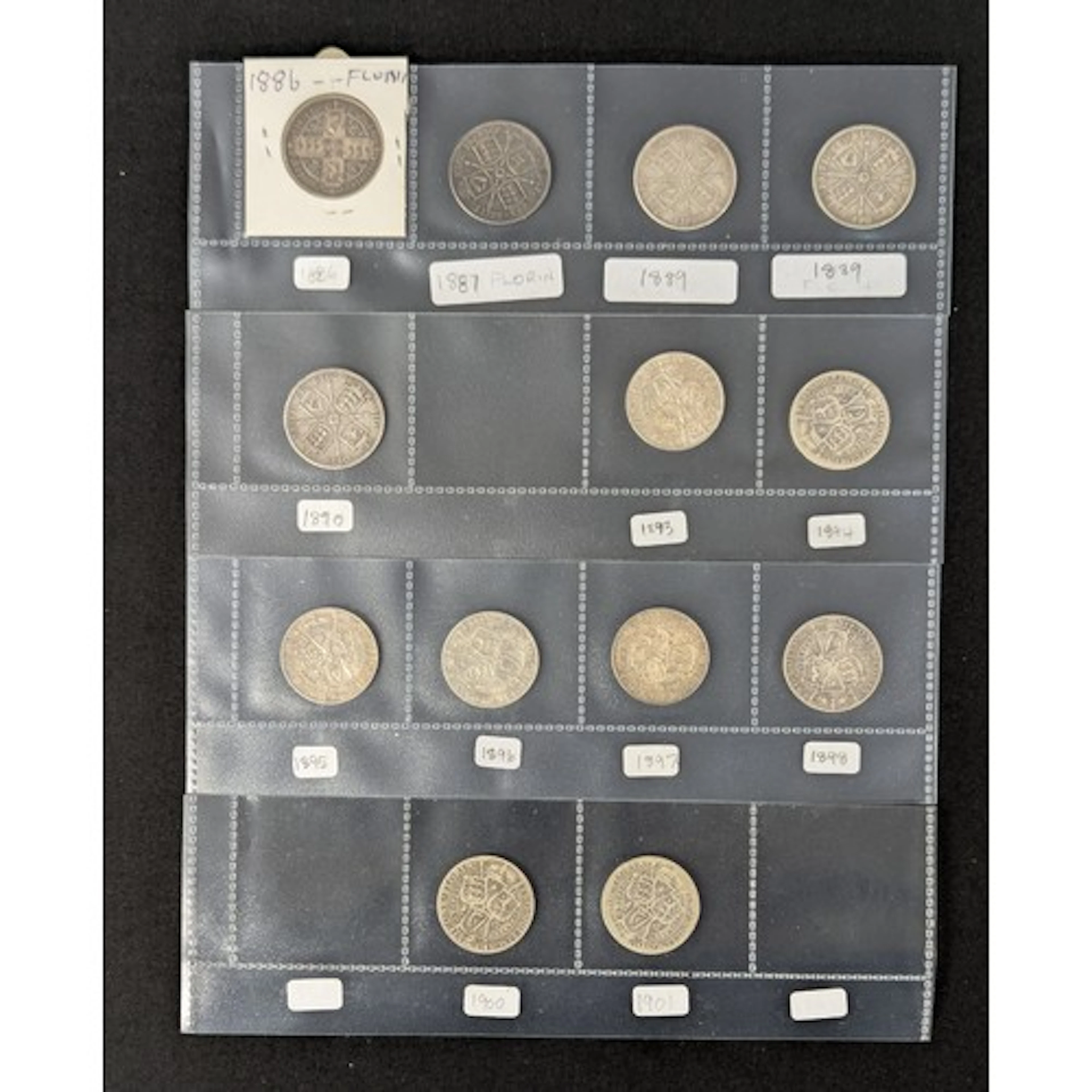 Numismatics - thirteen Queen Victoria florins dated 1886, 18...