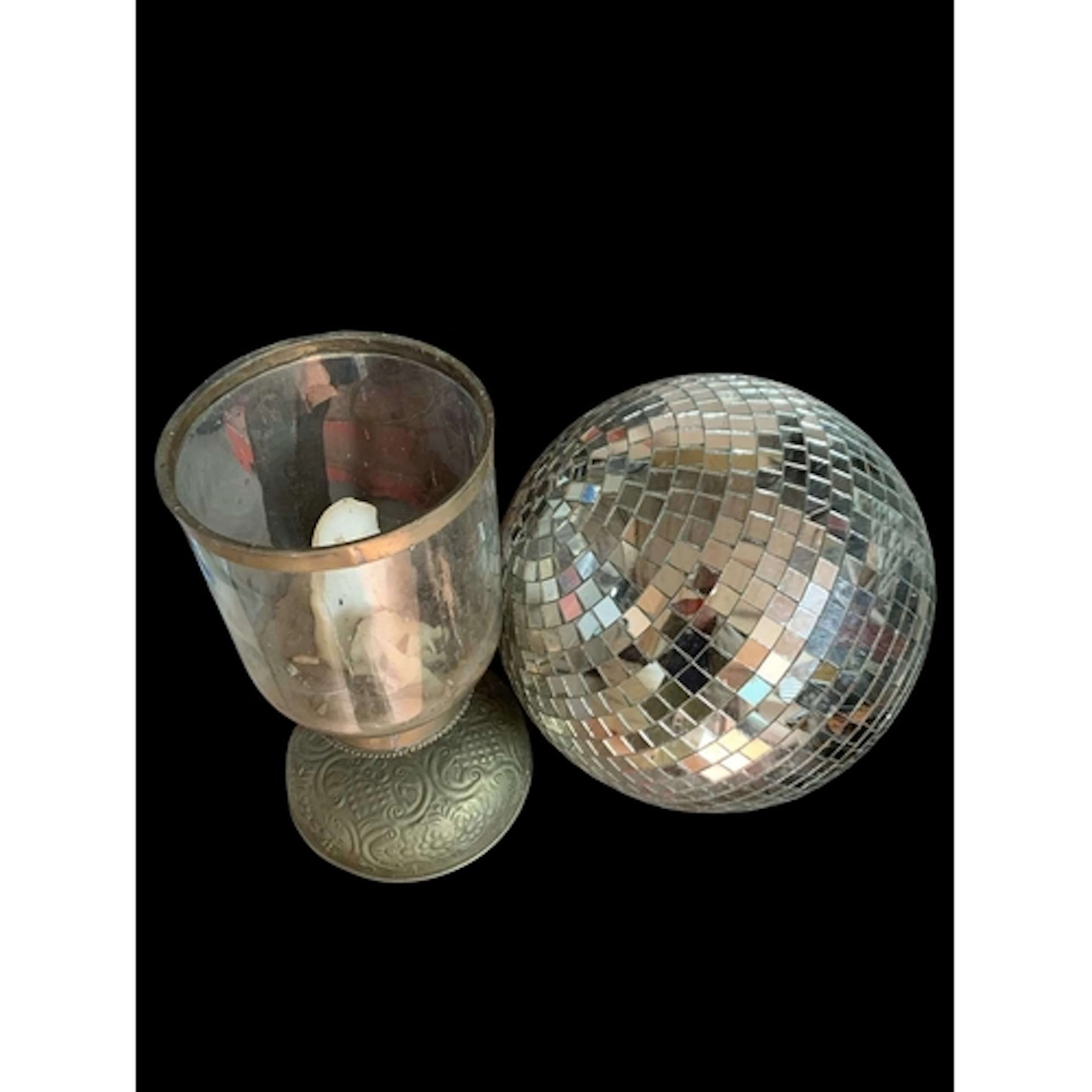 Lighting Two metal and glass candle lanterns,another lamp an...