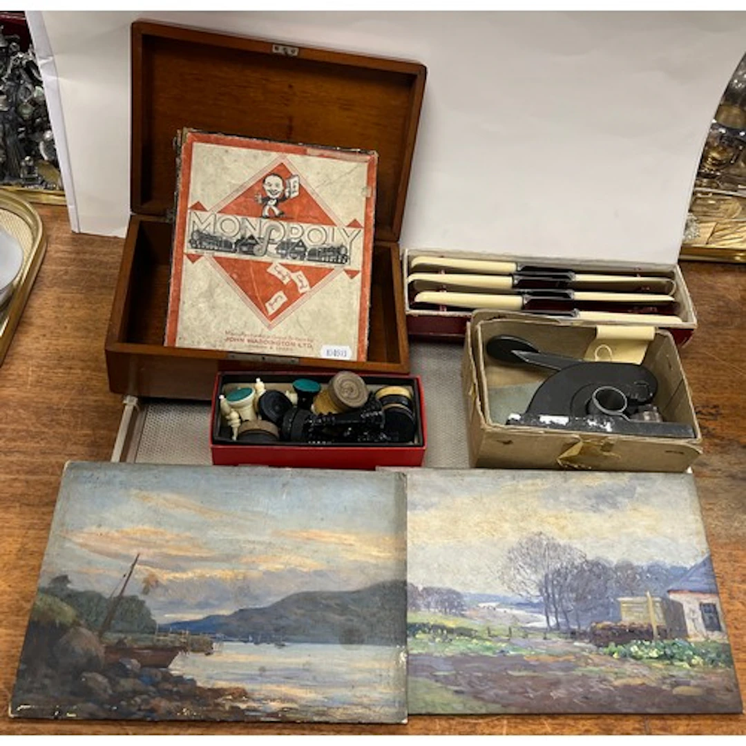 Games to include Chess and Monopoly, also wooden box, desk ...