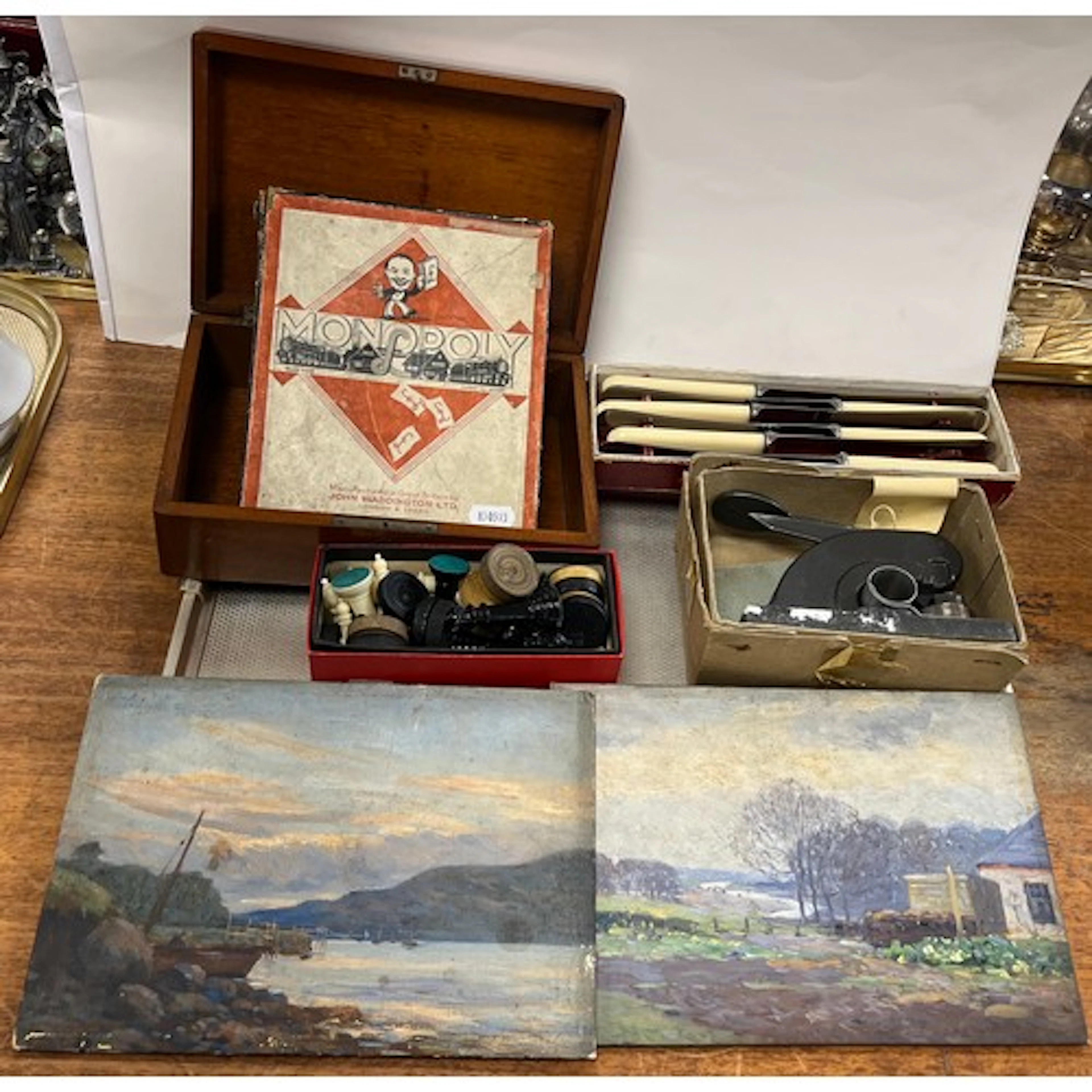 Games to include Chess and Monopoly, also wooden box, desk ...
