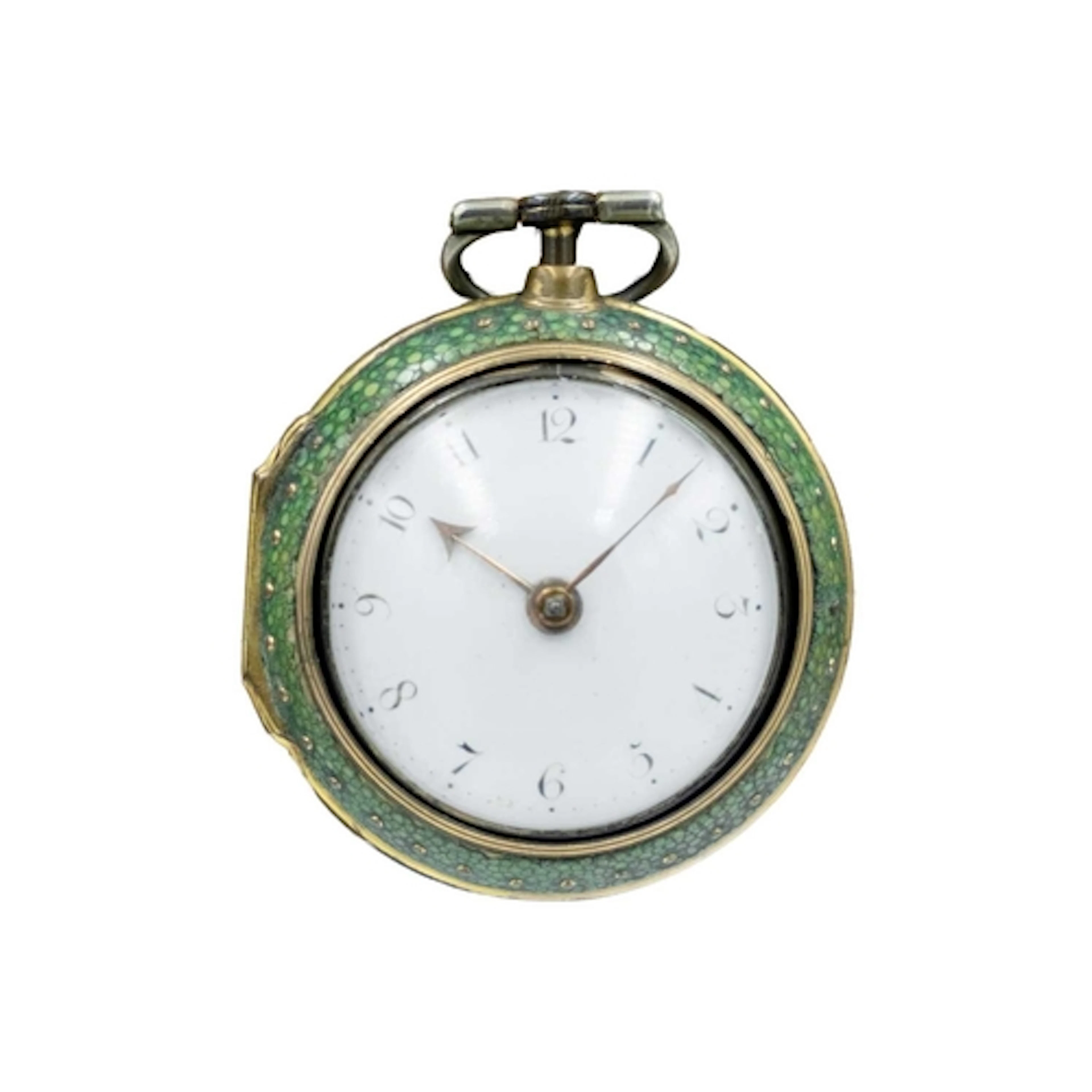 An 18th-century gilt metal and shagreen pair cased fusee ver...