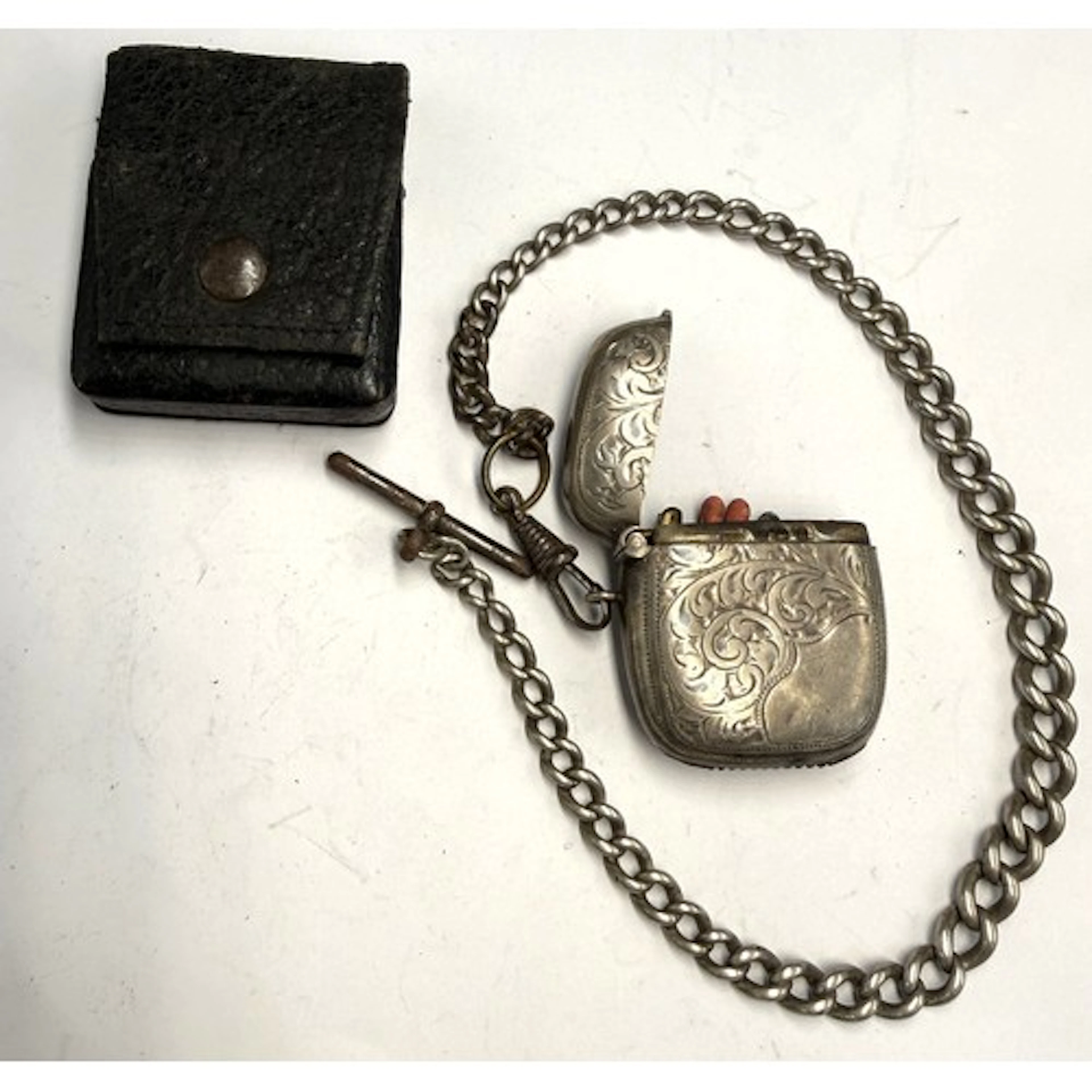 Silver vesta case Birmingham 1912, together with hallmarked ...