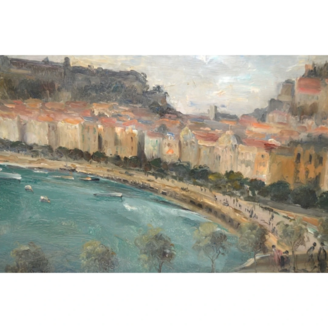 Armand Drouant, oil on canvas, view of the French Riviera, s...