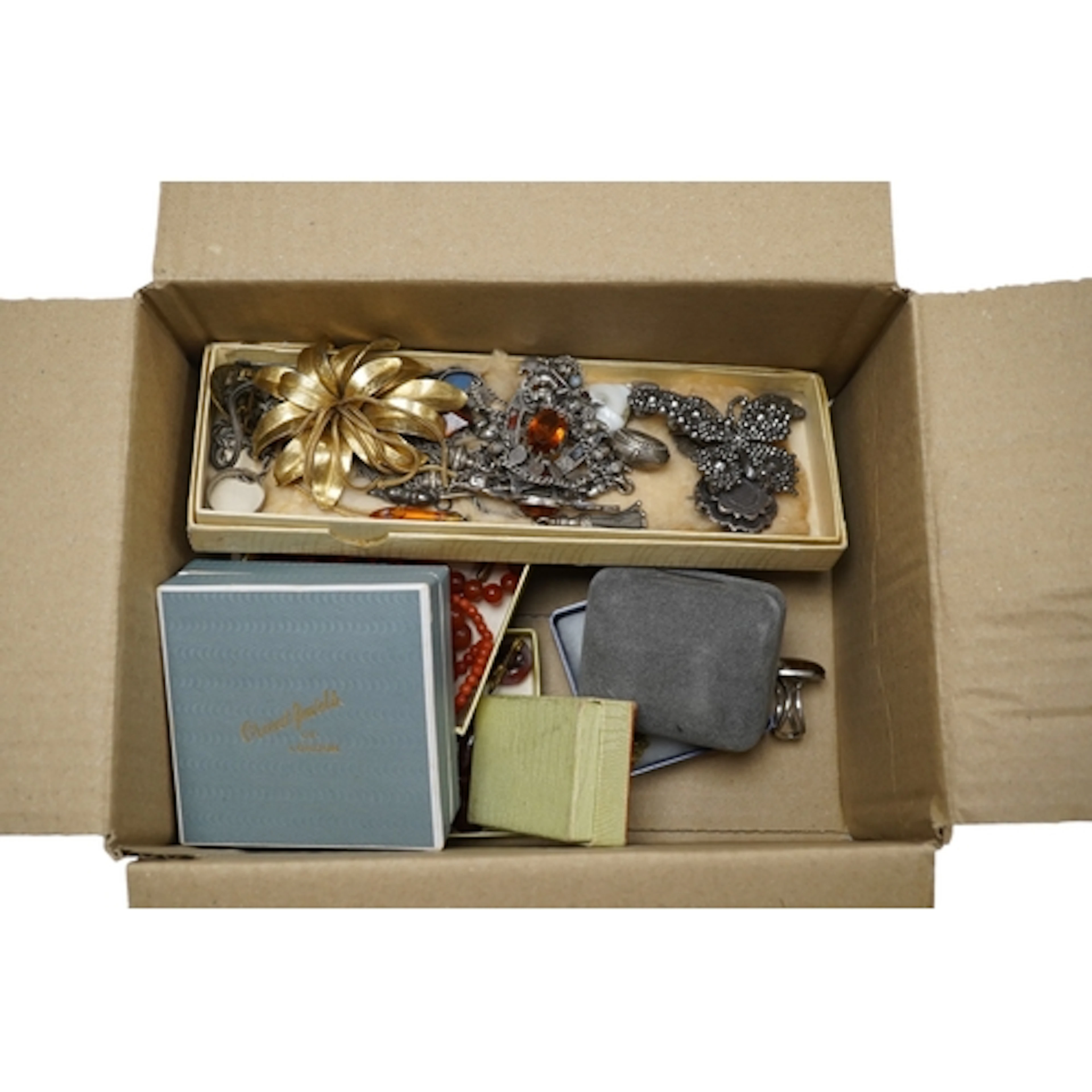A collection of jewels and costume jewels, including a 19th ...