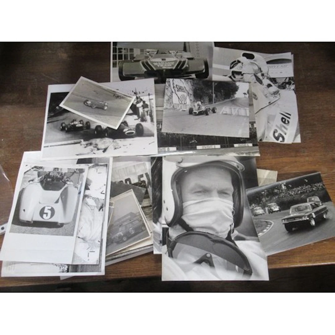 A collection of vintage motor racing photographs