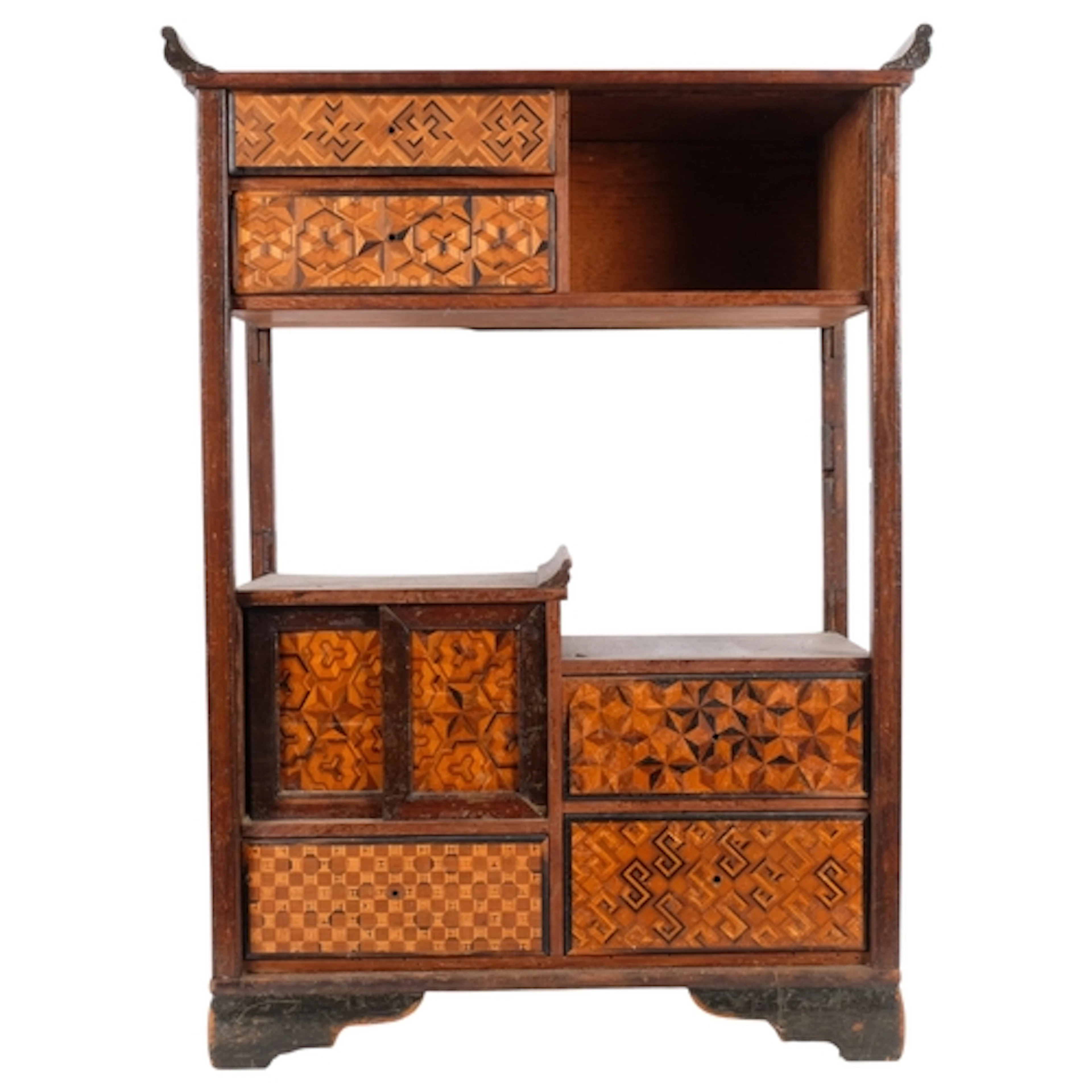 A Vintage Japanese cha tanzu or shadona (tea cabinet), fitte...