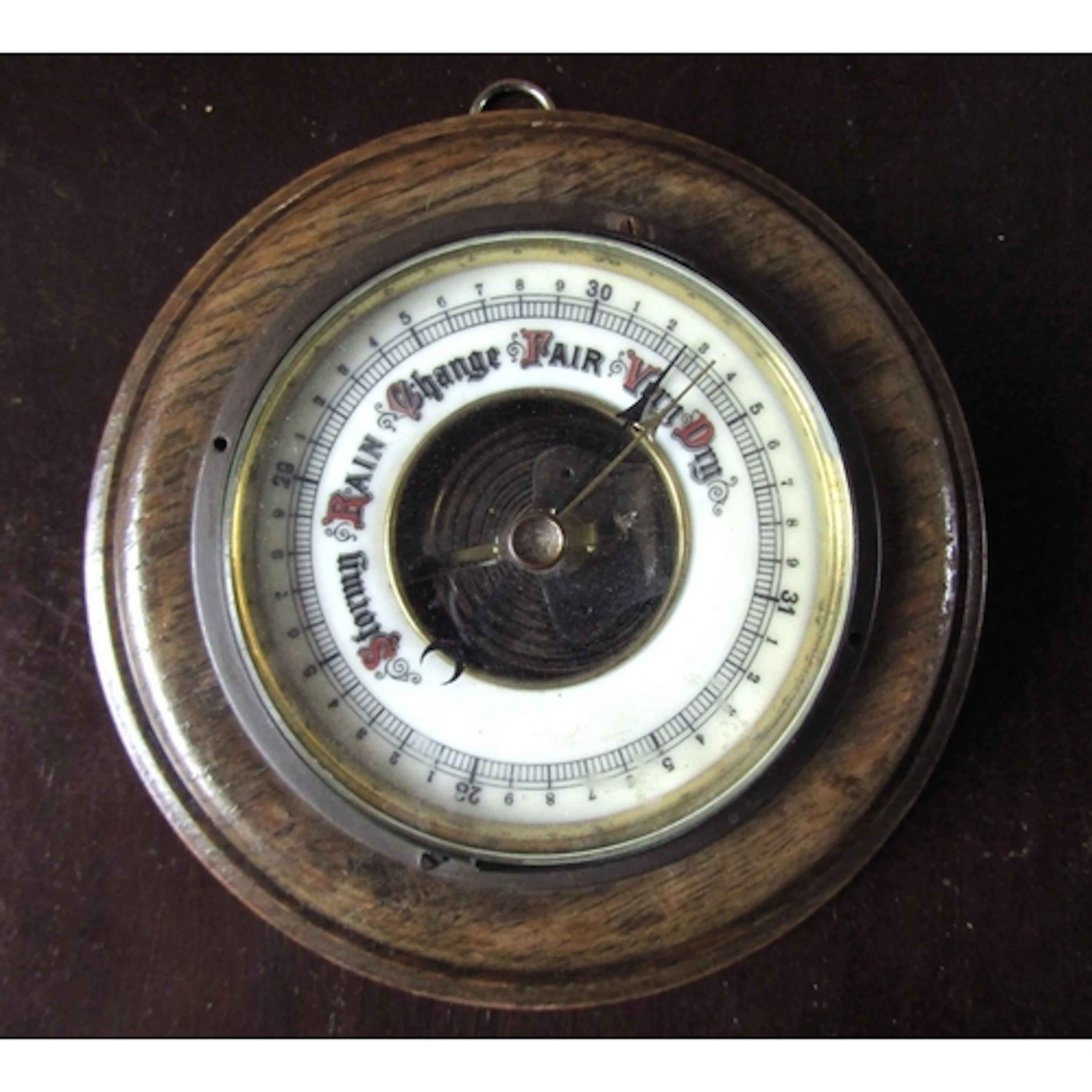 Edwardian Oak Framed Circular Wall Mounted Barometer Approxi...