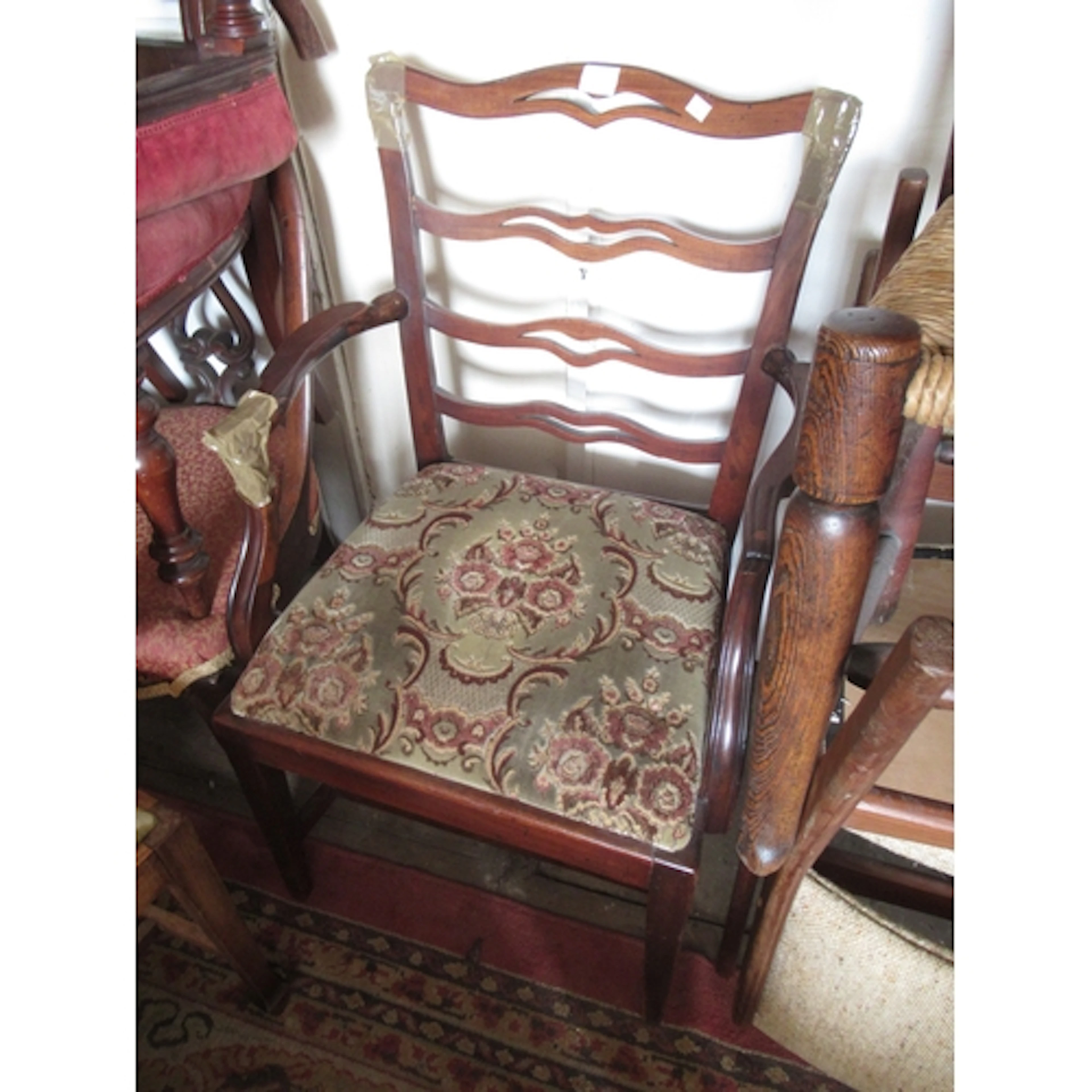 Victorian carved walnut balloon back side chair, a mahogany ...