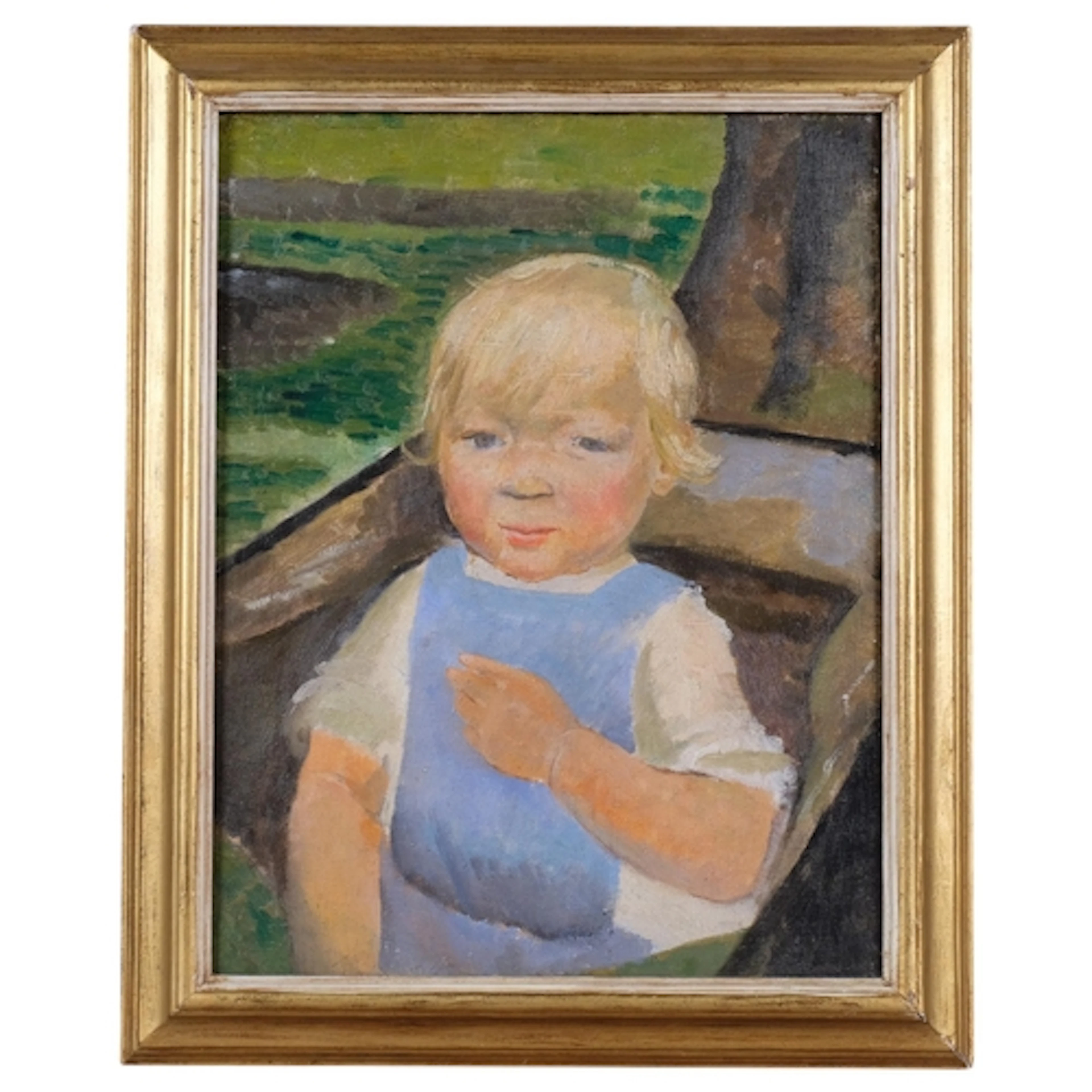 Portrait of a child, mid-20th century oil on canvas, unsigne...