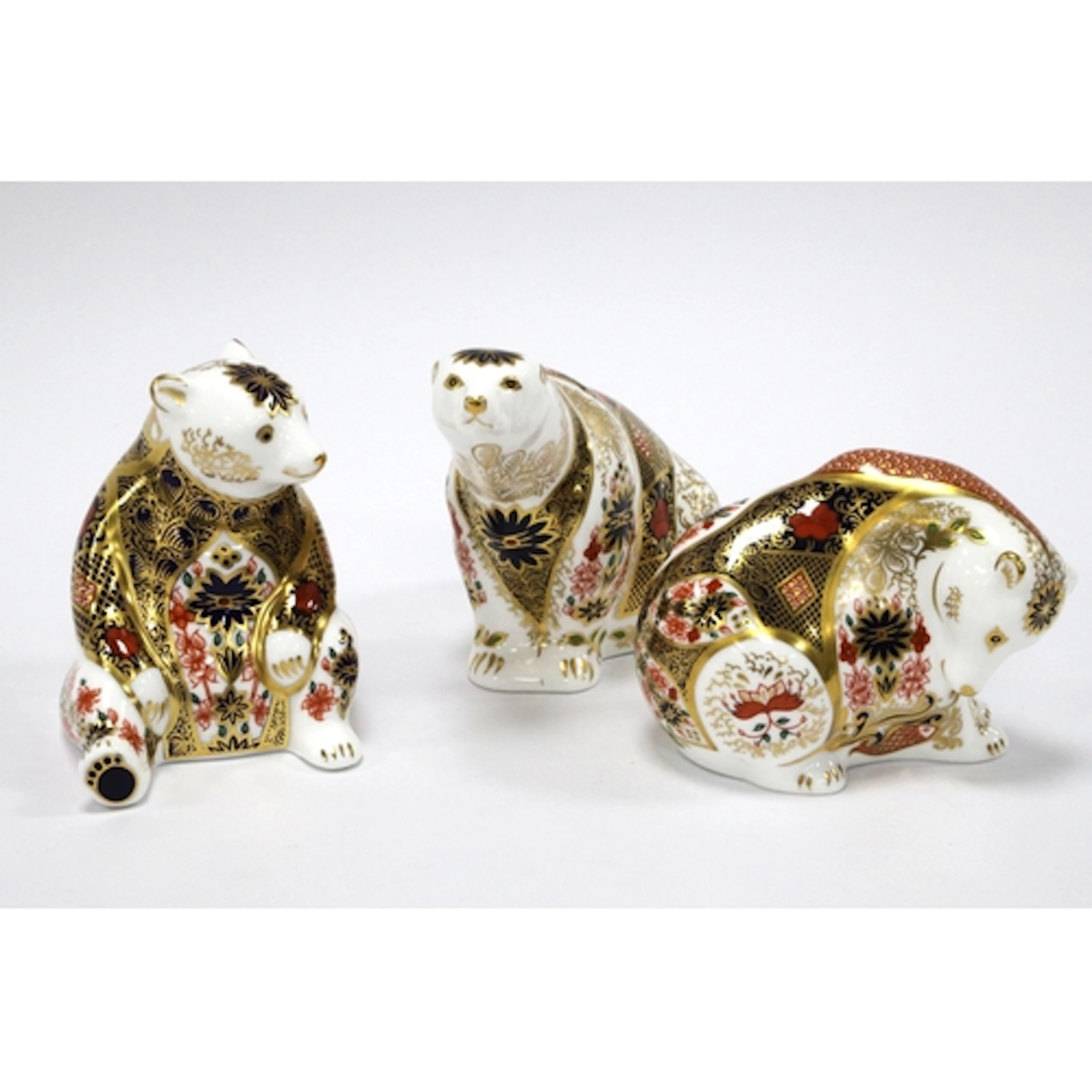 Three Royal Crown Derby Porcelain Paperweights, 'Old Imari H...