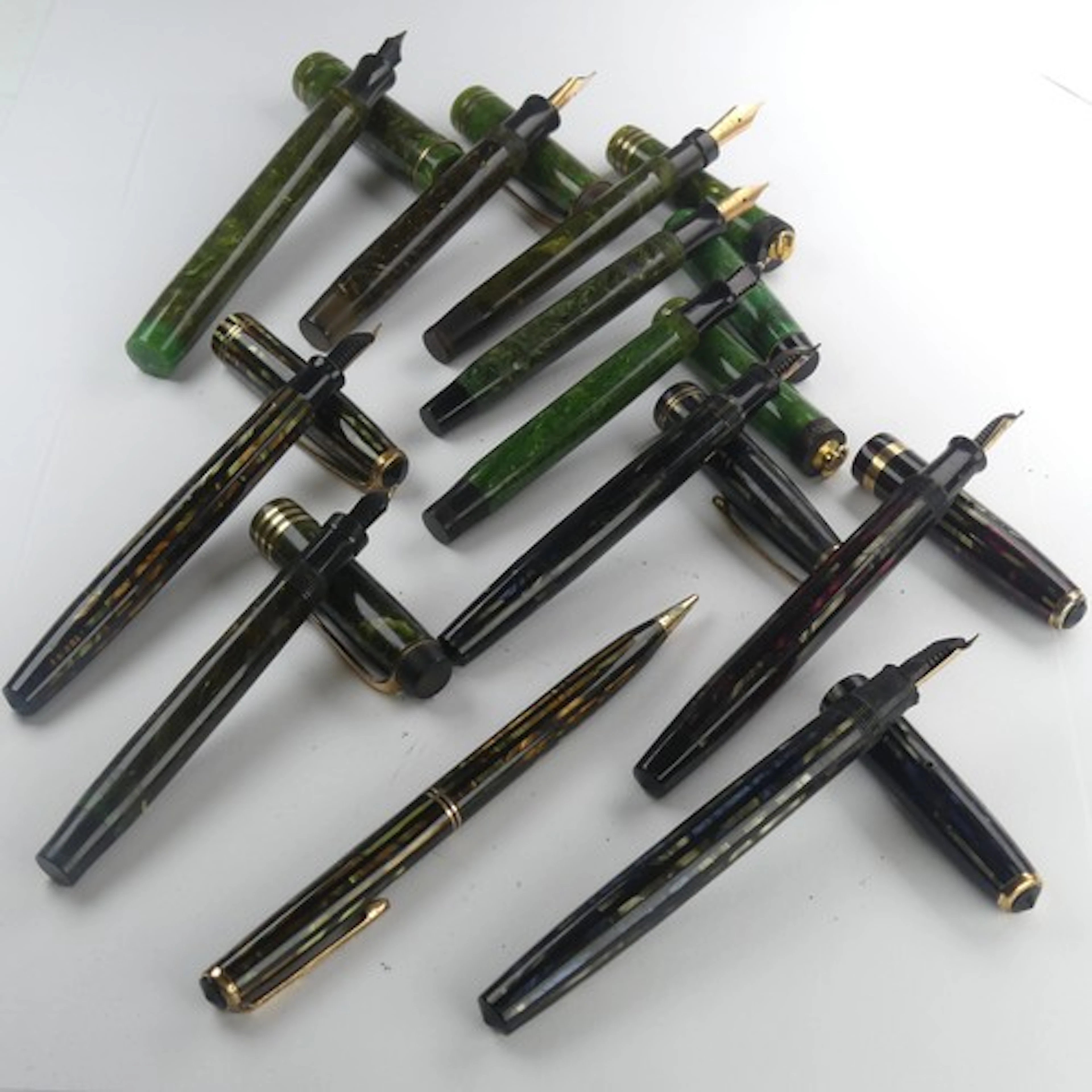 Parker Duofold; Two Lady Duofold Lucky Curve Fountain Pens, ...