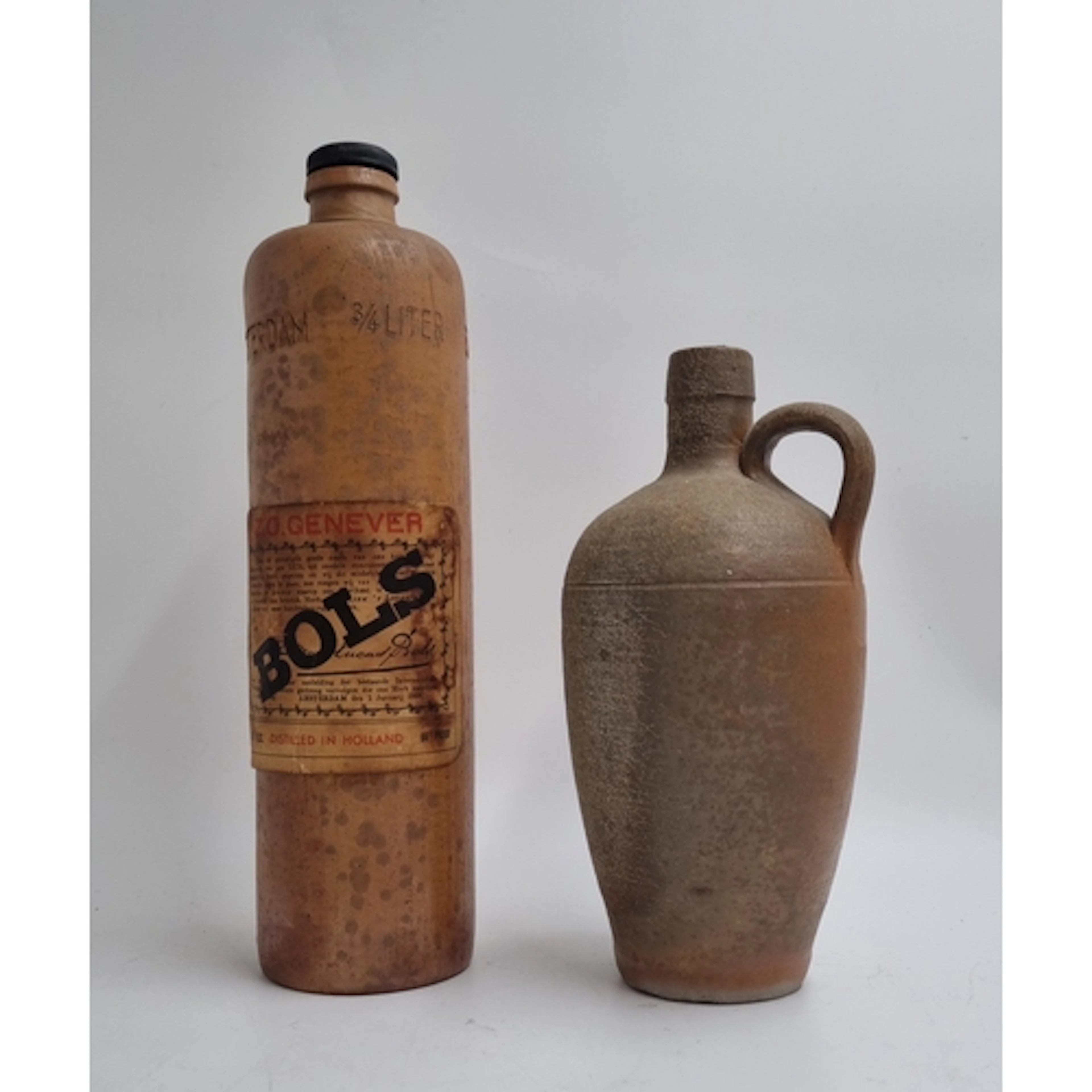 Vintage Stoneware bottle or jug and vintage Erven Lucas Bols...