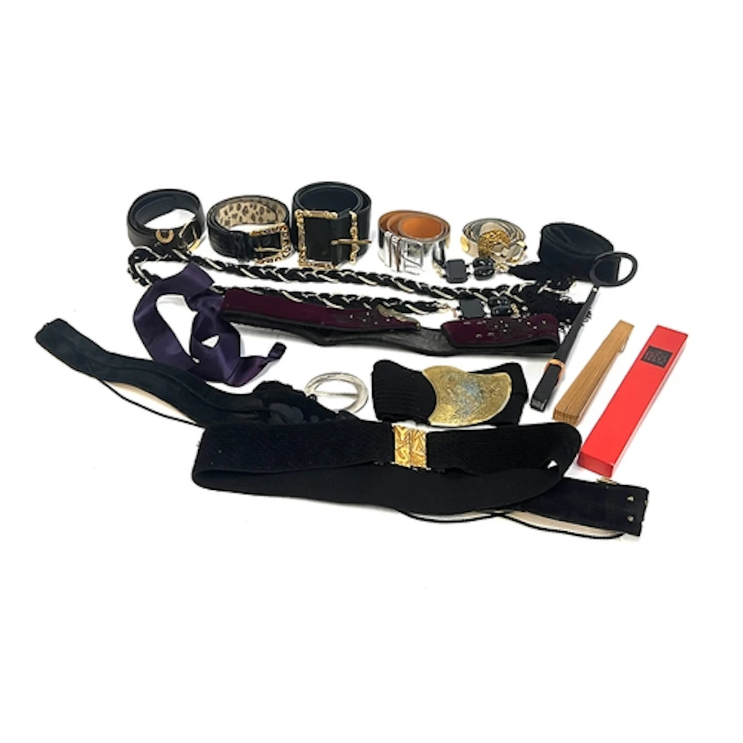 A quantity of leather belts including vintage Emmanuel Ungar...