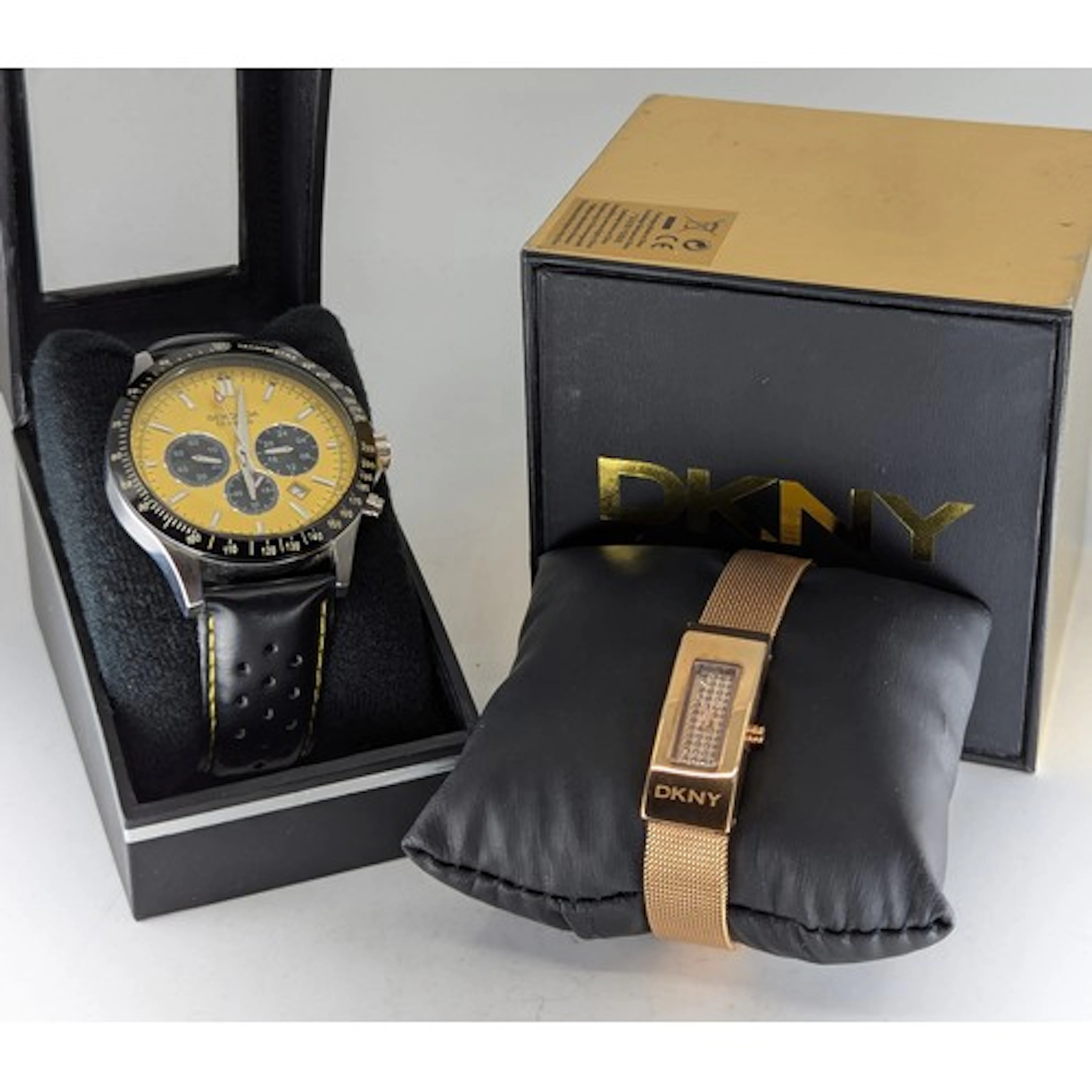 A Sekonda yellow and black stainless steel chronometer wrist...