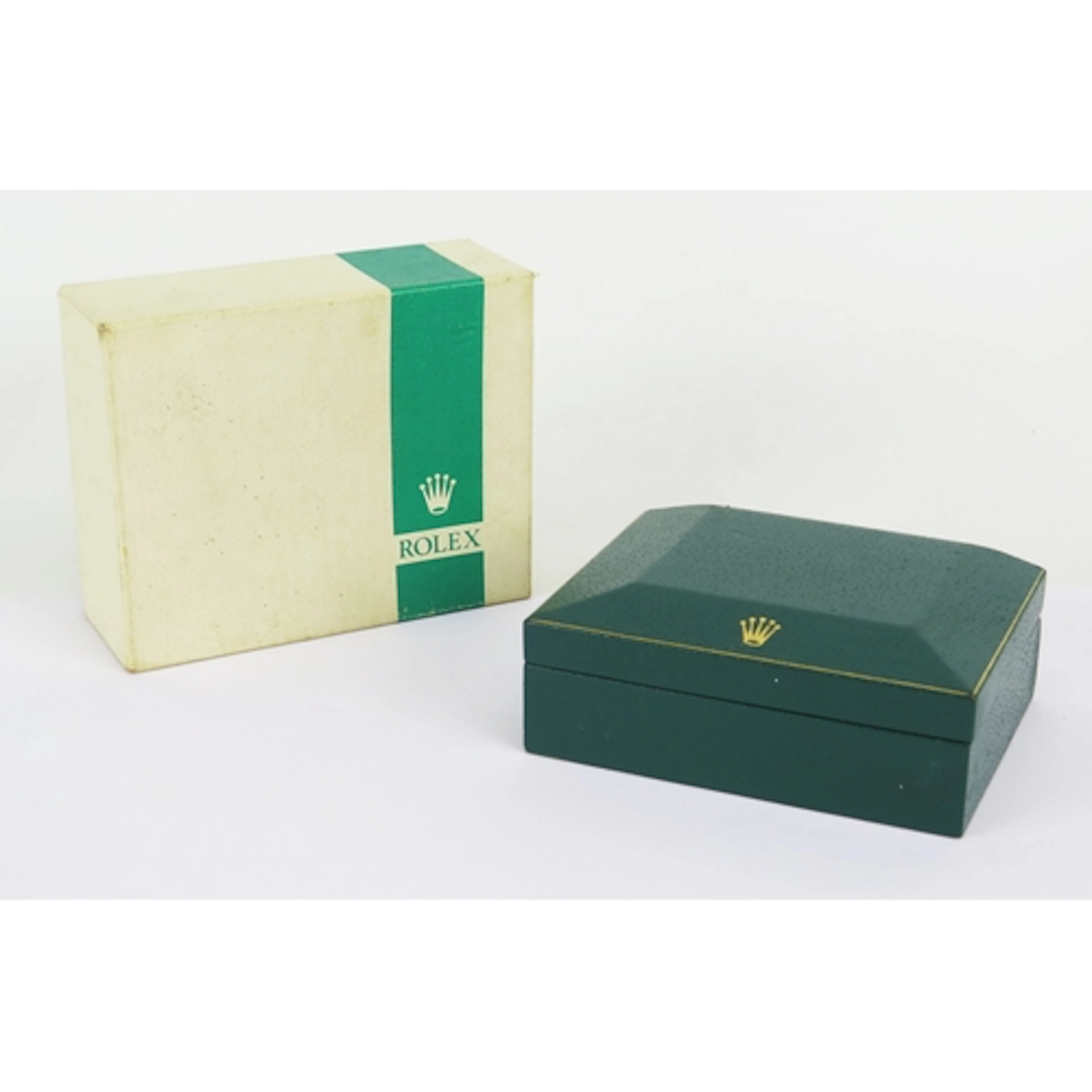 Rolex coffin watch box with outer card box. Water stain and ...