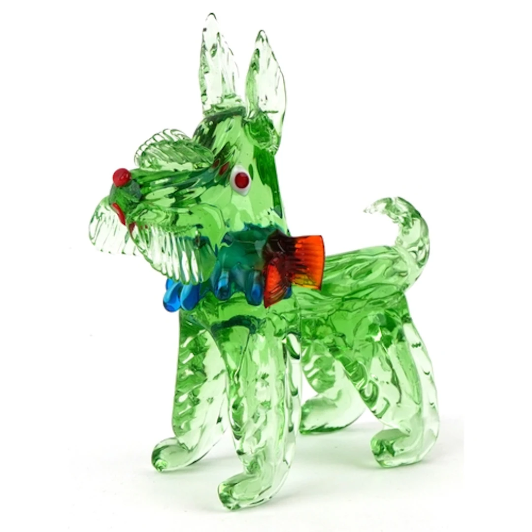 Murano style glass sculpture of a dog, 23cm high.
