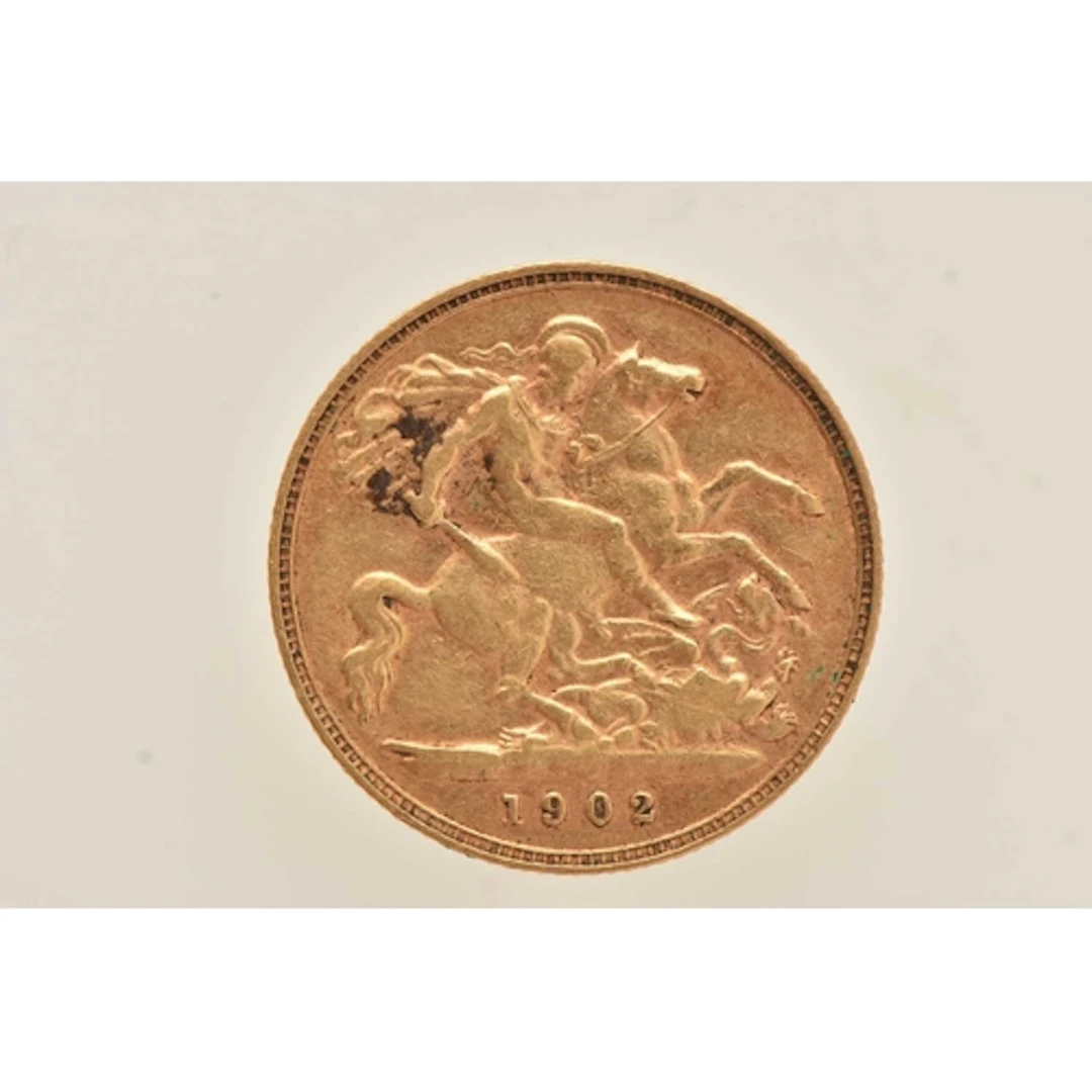 1902 HALF GOLD SOVEREIGN COIN, Edward VII, approximate diame...