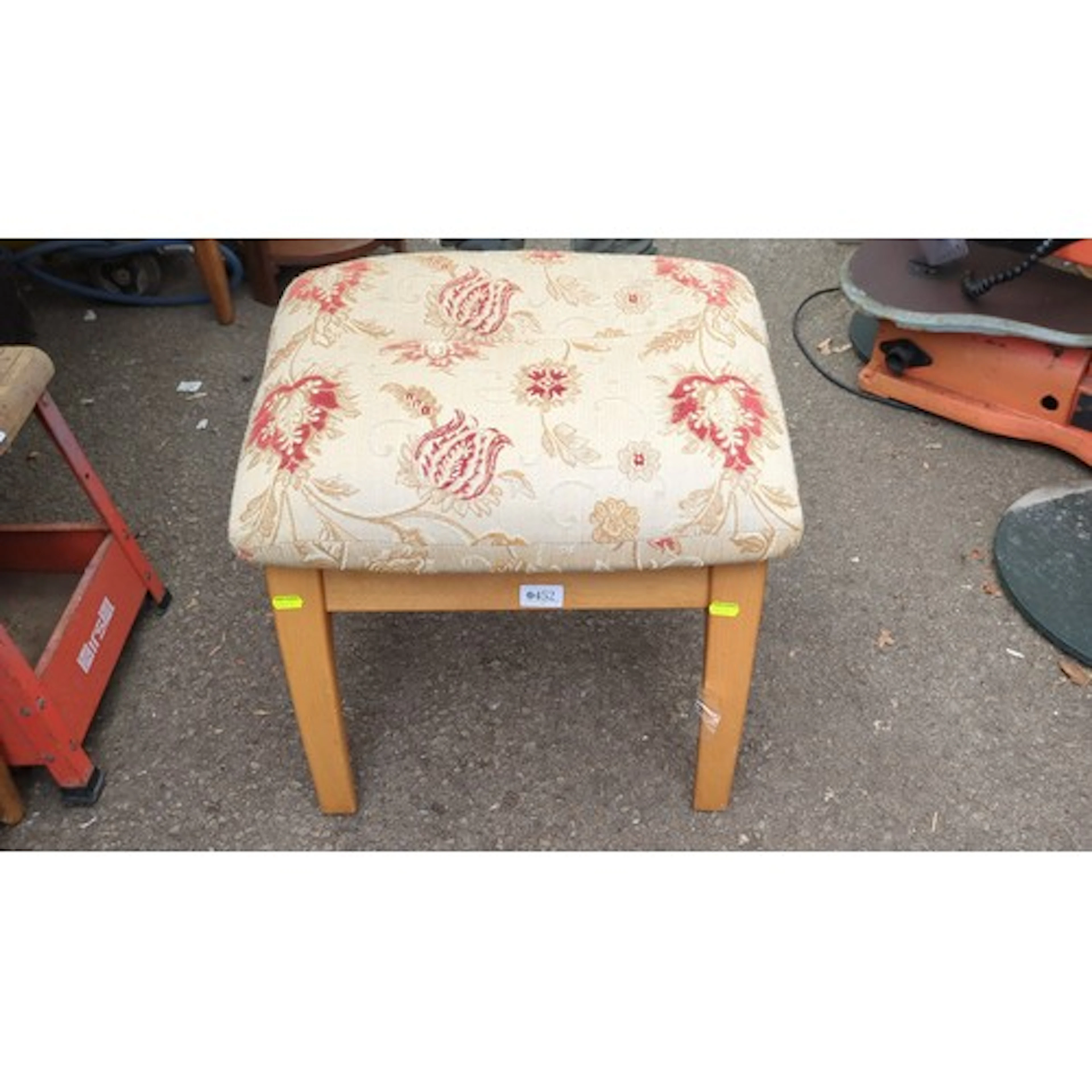 upholstered footstool in floral tapestry, with upholstered s...