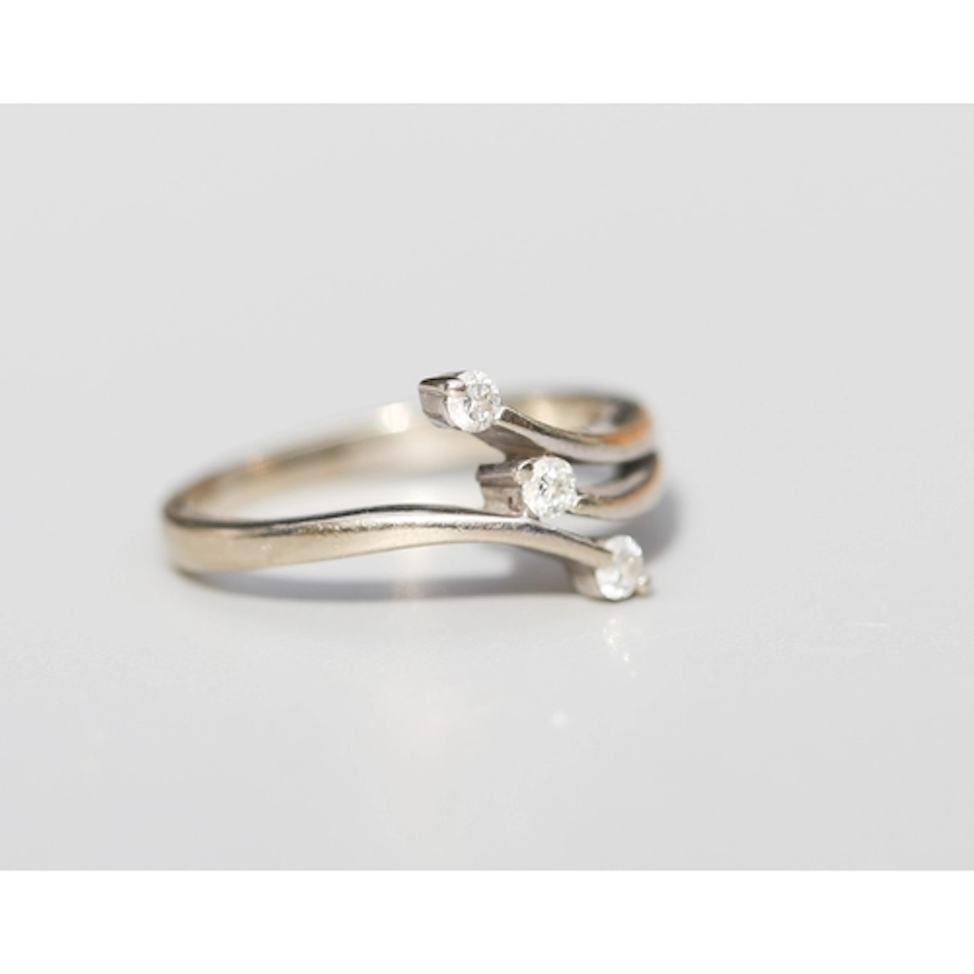 Attractively Detailed, Diamond Three Stone Set Wrap Around F...