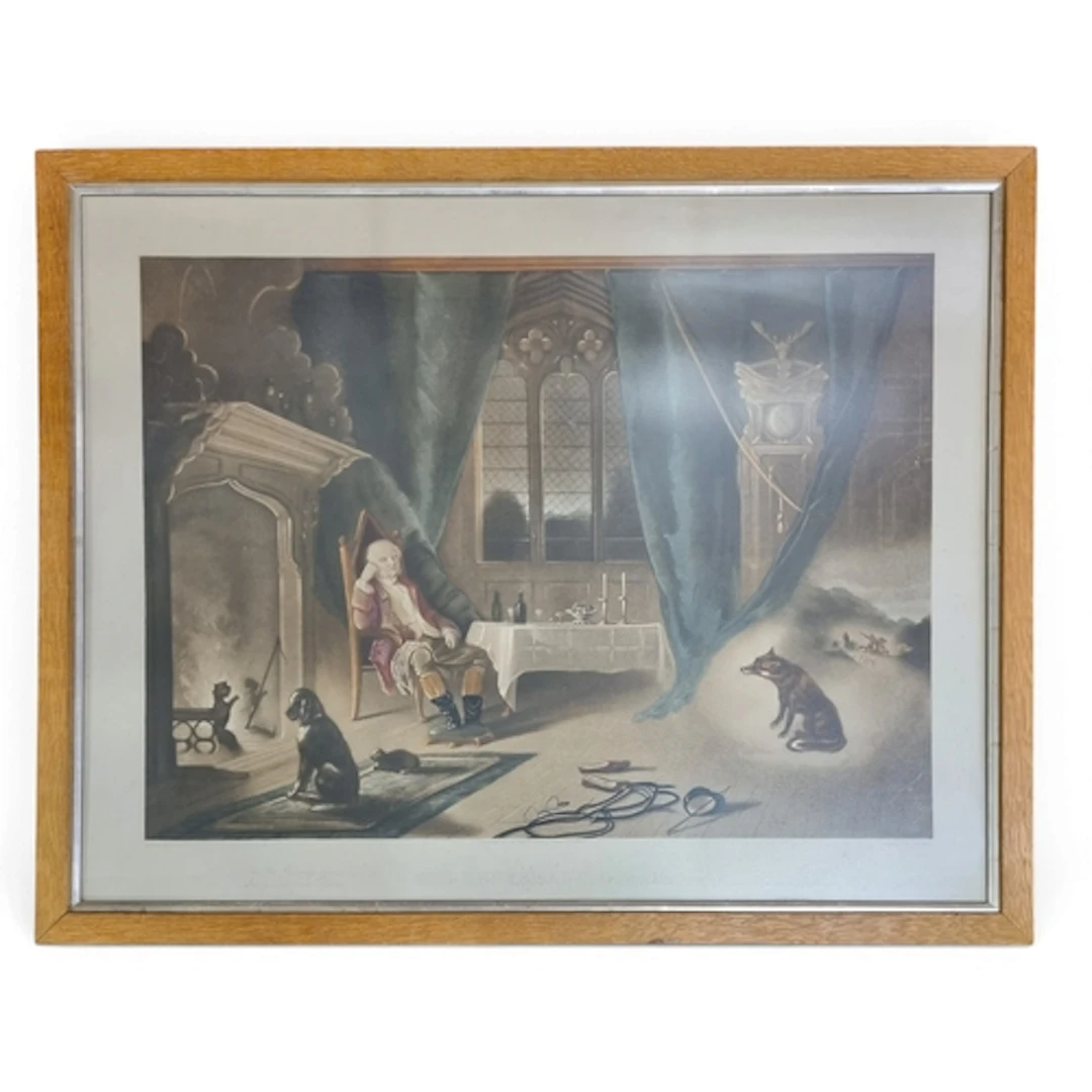 The Huntmans Dream, a well framed early coloured Print, in a...
