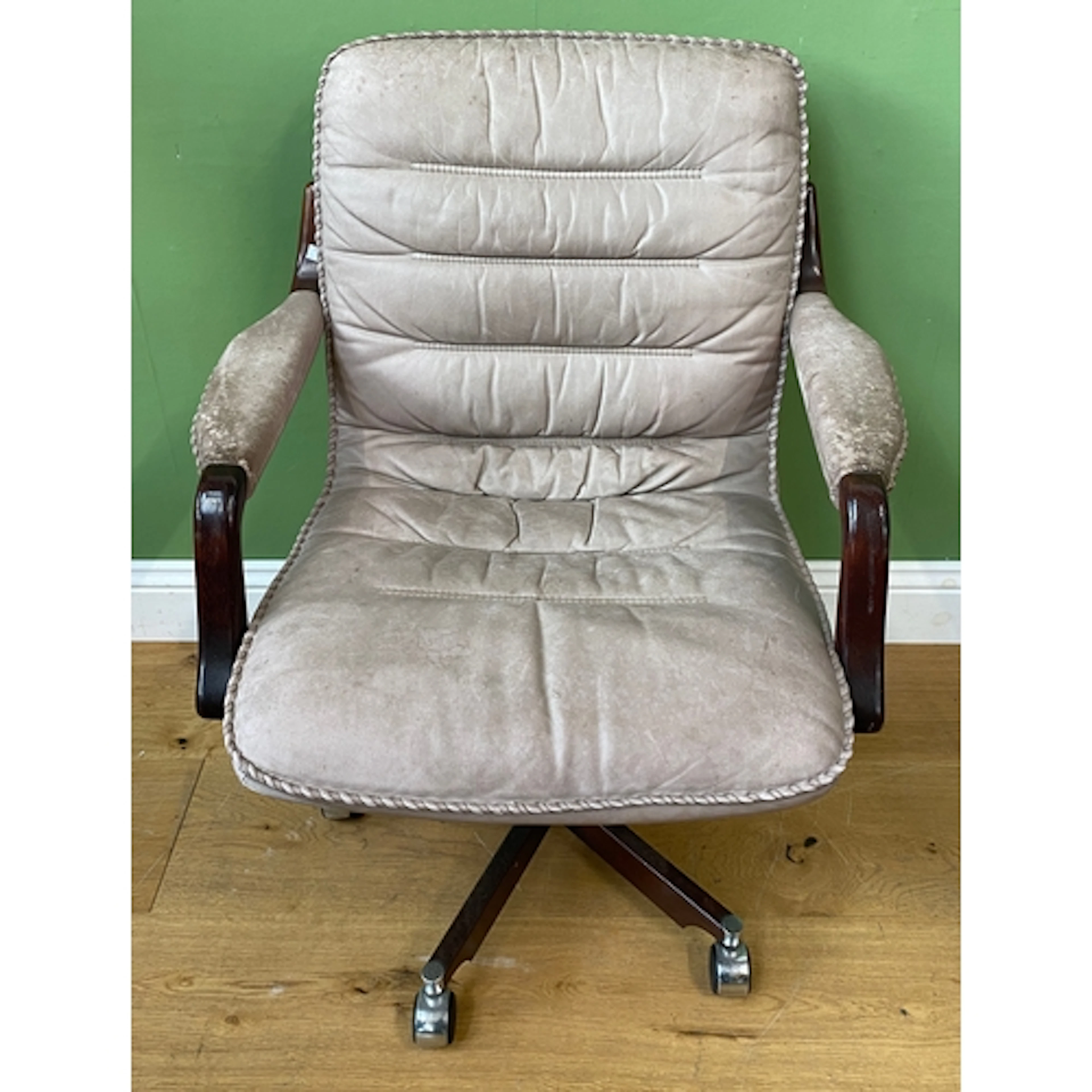 A possibly De Sede or Berg leather upholstered swivel desk c...